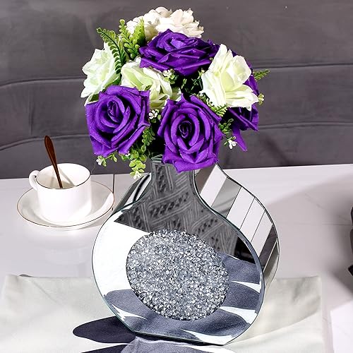 Miniatura 4 de Florero con acabado de espejo para decoración, jarrón decorativo de cristal para círculo de flores, donas, diamantes triturados, decoración del