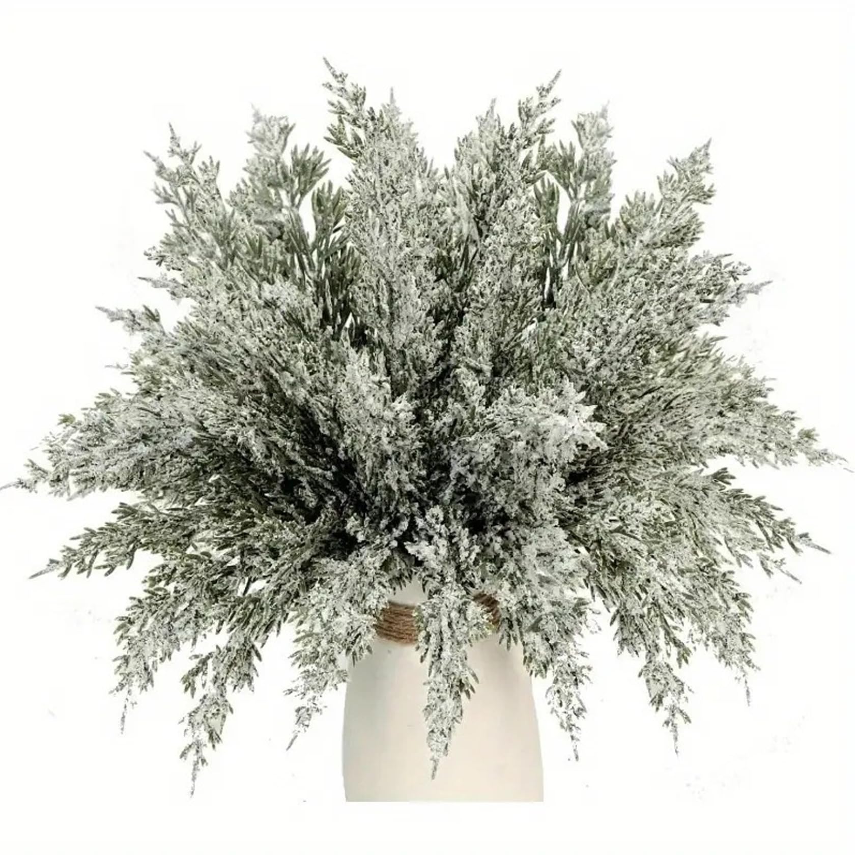 Hbbgdiy Green & White 30Pcs Cedar Branches 10.4 Inch Artificial Cedar Stems Realistic Norfolk Pine Sprays Faux Greenery Pine Picks For Vase Centerpiece Garland And Wreath Decoration