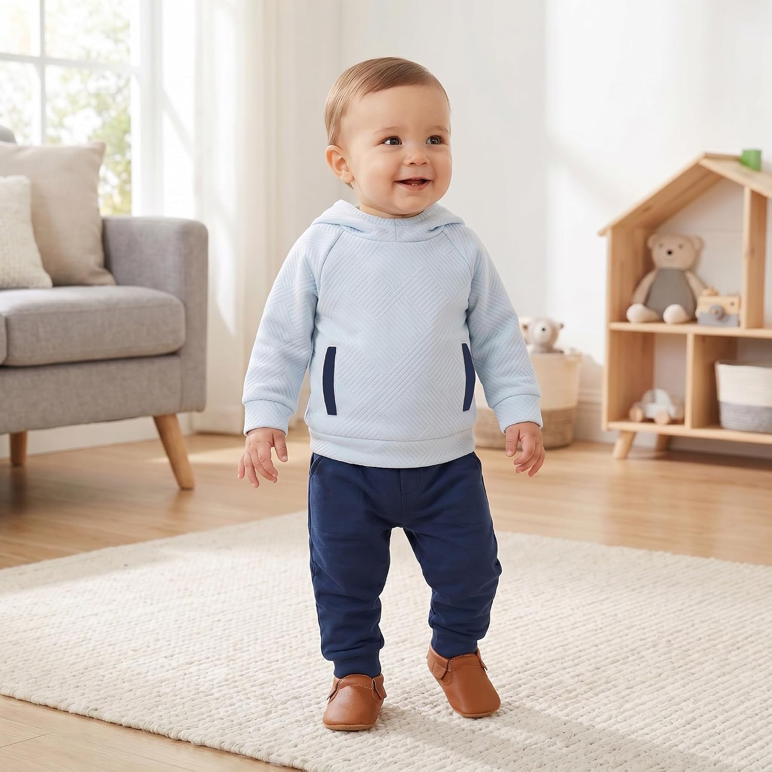 Toddler Boy Clothes 1-5T Outfits Soft Solid Sweatshirt and Pants Sets