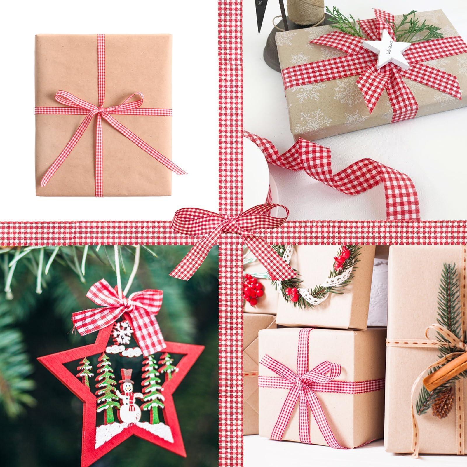 Nastro A Quadretti Rosso E Bianco – 1,6 Cm X 45,7 M – Perfetto Per Pacchi Regalo, Decorazioni E Accessori Per Capelli