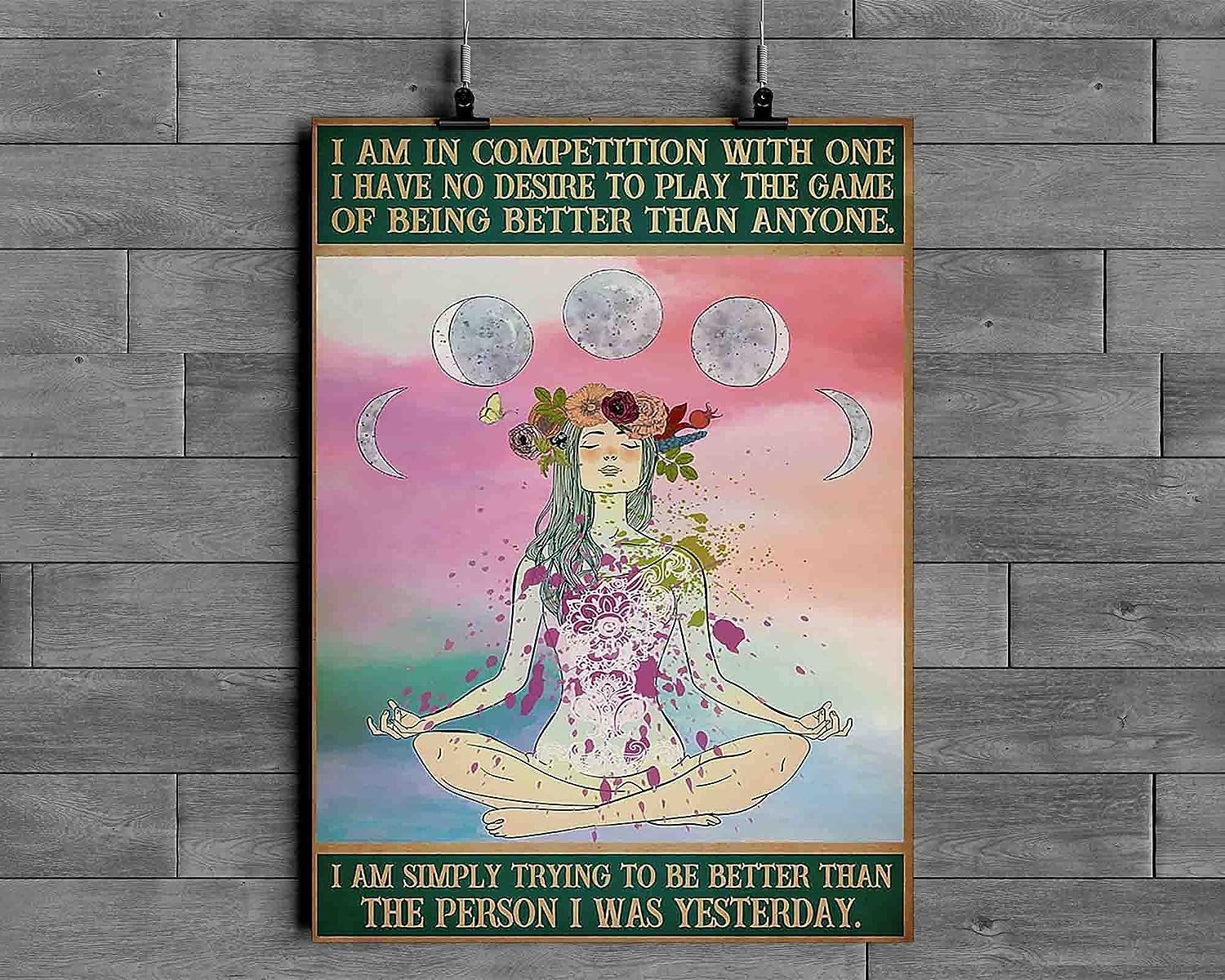 Bioprocess Yoga I Am In Competition With One I Have No Desire To Play The Game I Am Simply Trying To Be Better Than The Person I Was Yesterday Poster For Home Cafe Bar Garage Metal Sign 8X12 Inches