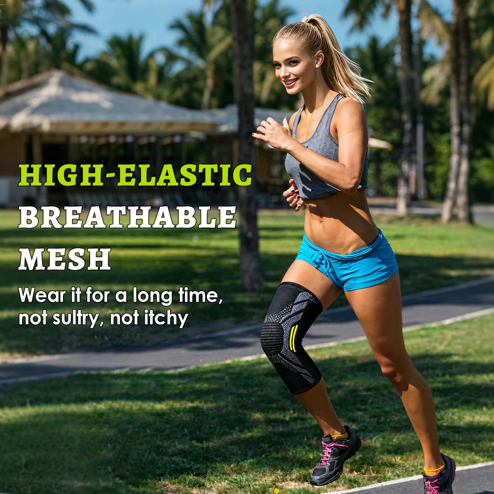 Genouillère Genou de Maintien avec Compression Élastique, Attelle Genou Sport pour Ménisque et Ligaments (XL)