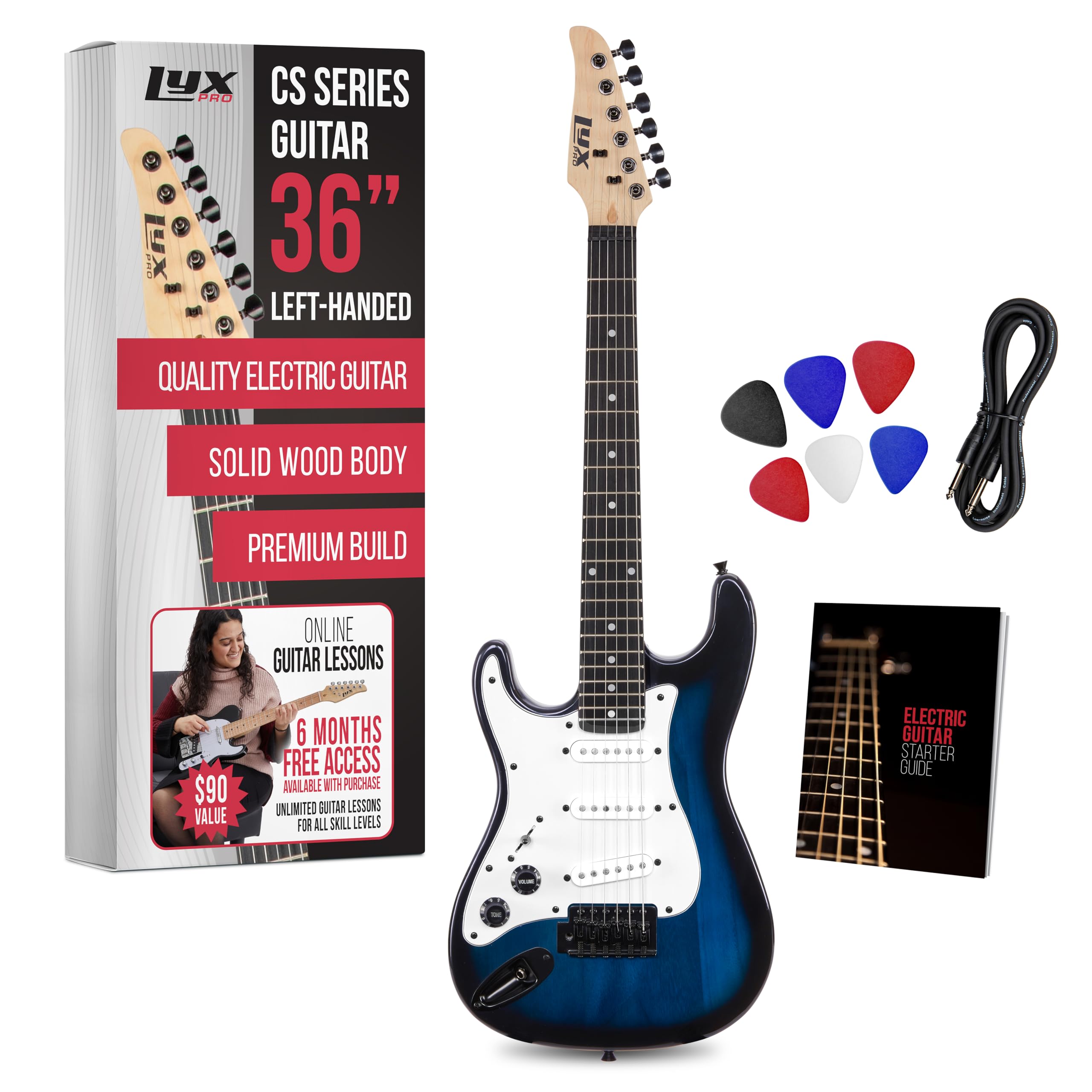 Snapklik.com : LyxPro CS 36” Left Hand Electric Guitar Kit For Beginner ...