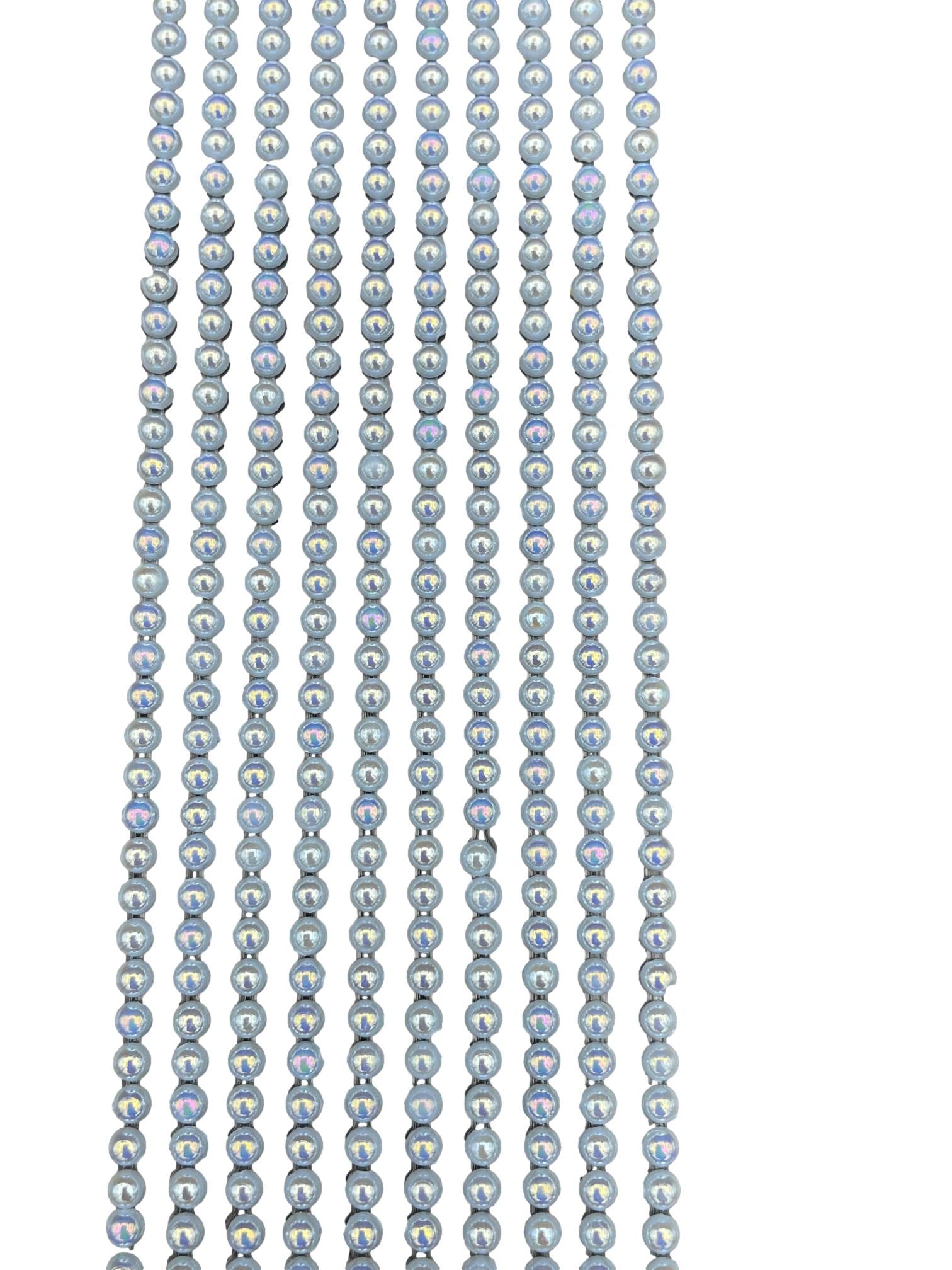 Syntego 500 x Self Adhesive Pearls Gems 3mm Mini Flat Backed Round Pearls Beads Strips Embellishments (AB Blue)