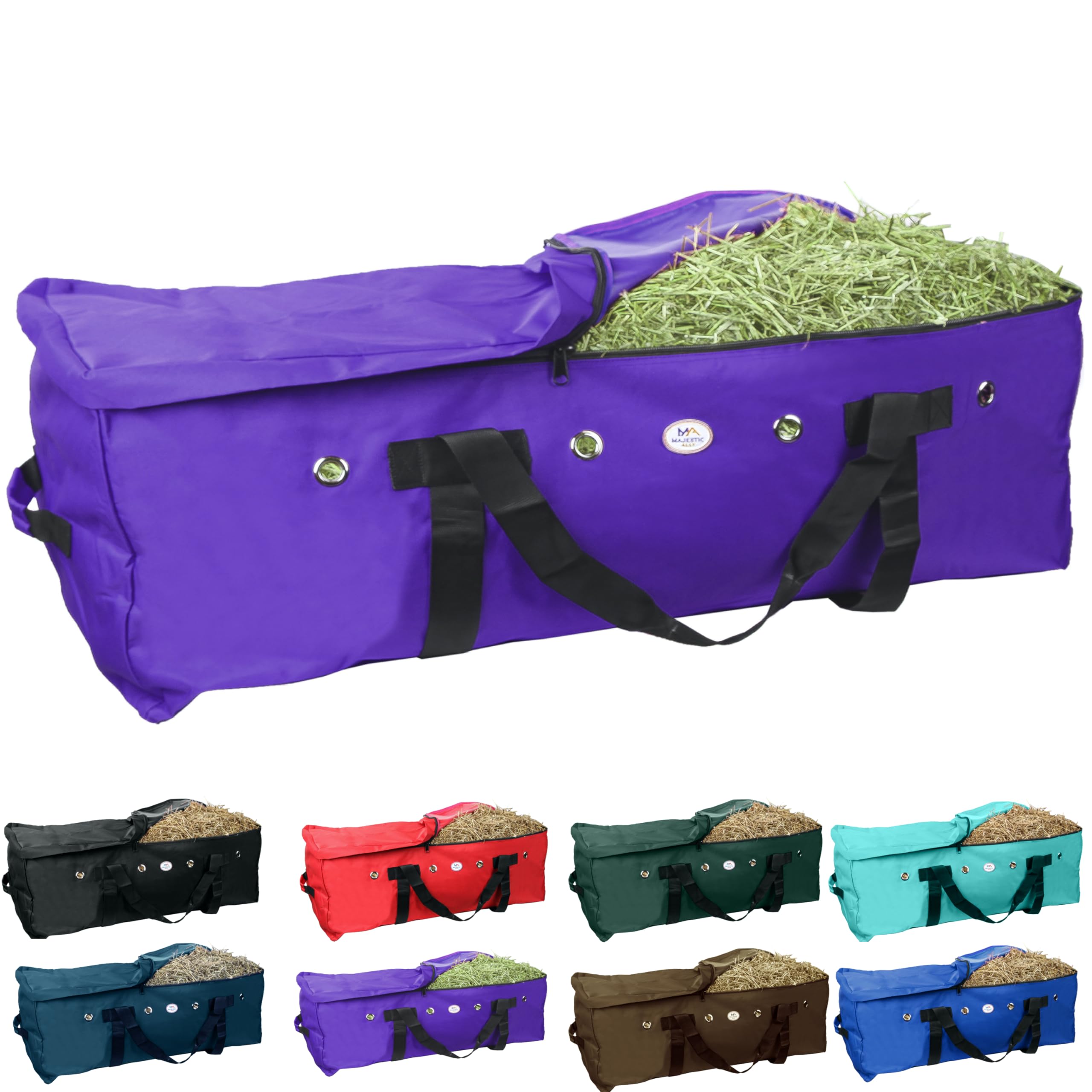 Majestic Ally 1200 D Nylon Fabric Large 44” x 20” x 16” and Extra Large 52" x 27" x21" Heavy-Duty Hay Bale Storage Bag (Purple, X-Large)
