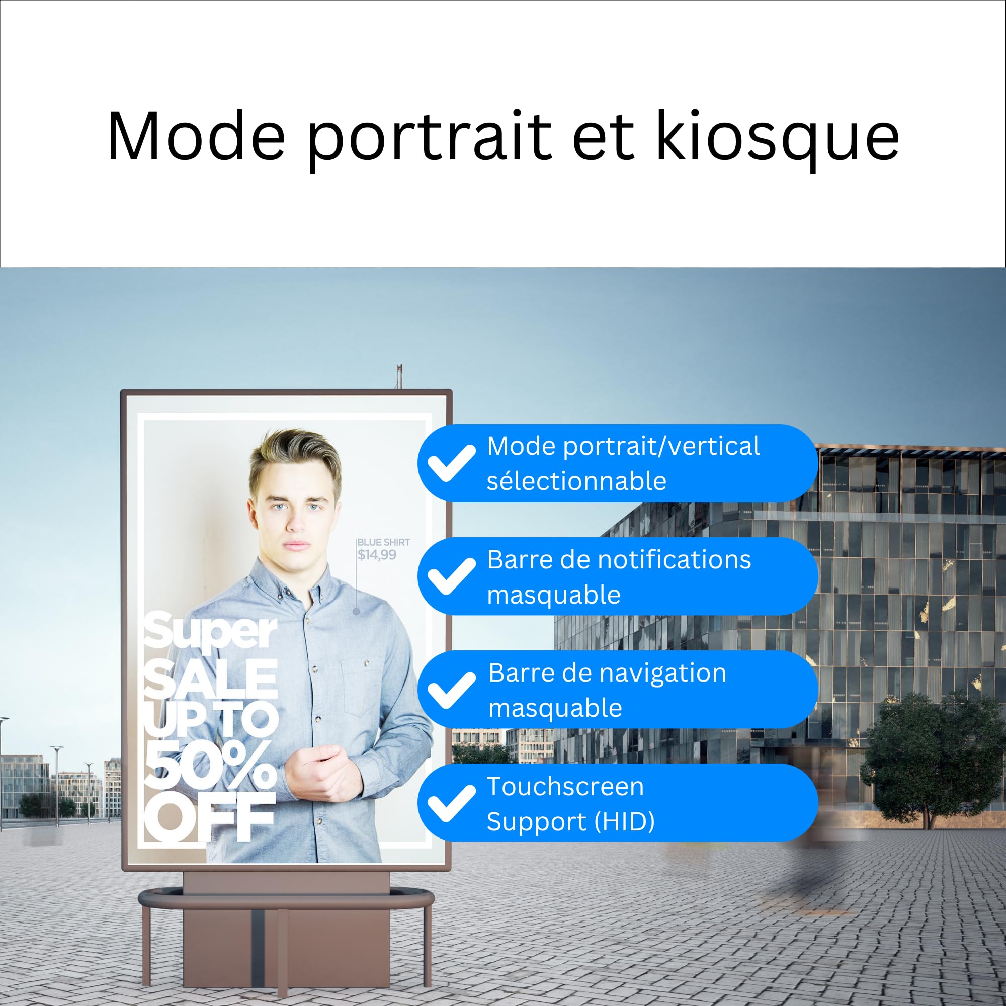 Orbsmart DS Player (S89L) - Android 14 Digital Signage Lecteur 4K Mini PC pour 24/7 Usage Continu (Fanless, Auto-on, Root, Mode Kiosque & Portrait, 4GB RAM, 32GB, LAN)