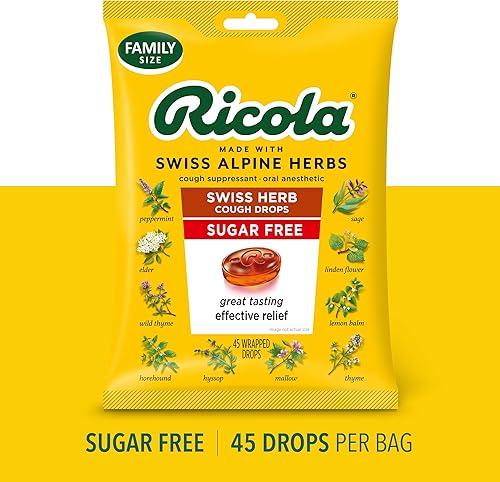 Miniatura 10 de Ricola Gotas de hierbas originales sin azúcar, 45 unidades, supresor de la tos y gotas para aliviar la garganta con mentol de origen natural, sabor