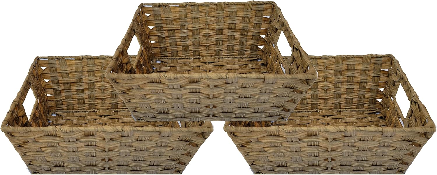 ITALIA 3 pc Set Brown, Gifts Basket, All Proposal Décor, Storage PE Materia 13 x 9.8 x 5.9 H