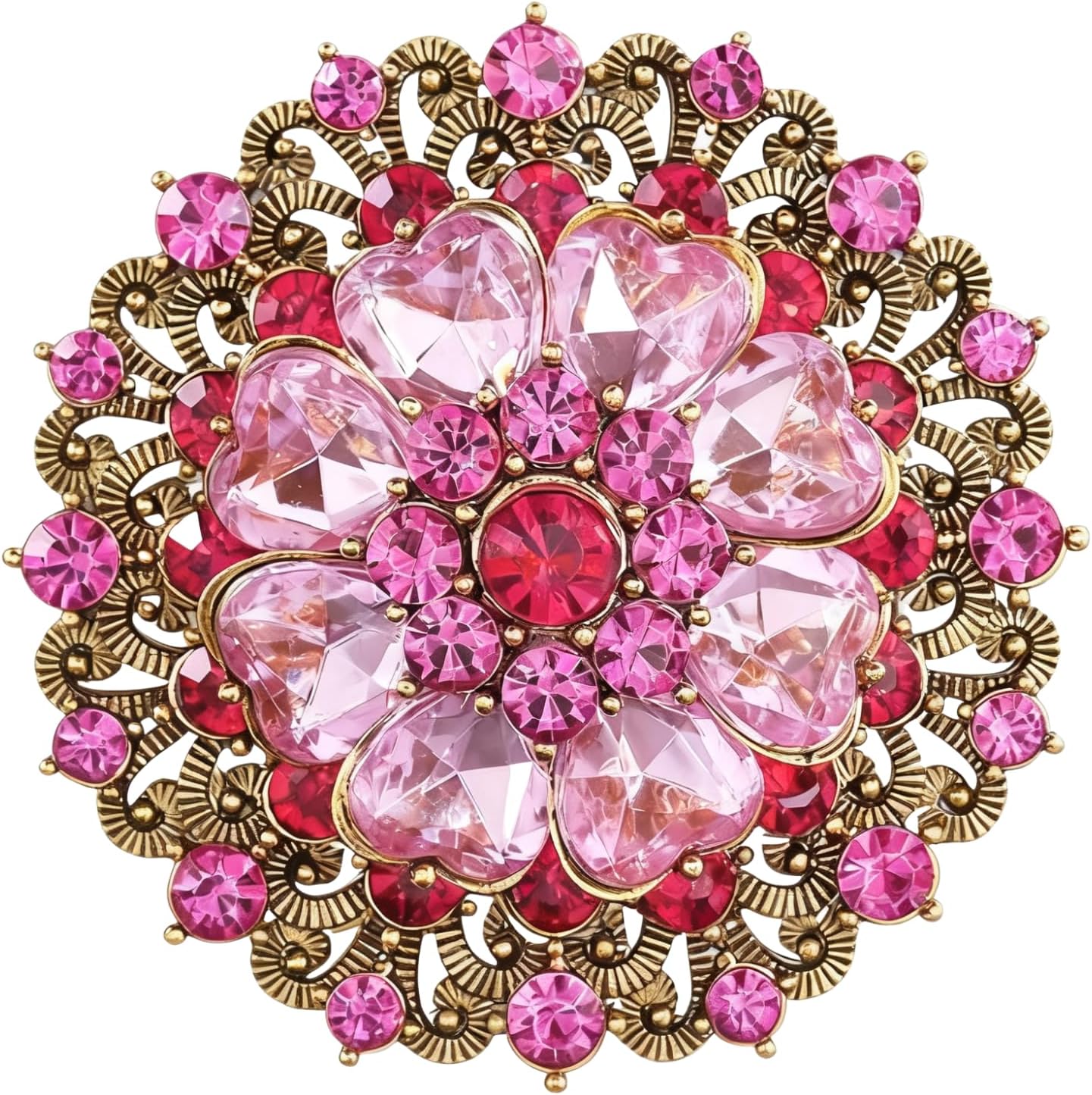 Large Flower Rhinestone Crystal Brooch Sunflower Pins for Women Vintage Colorful Hat Dress Accessories