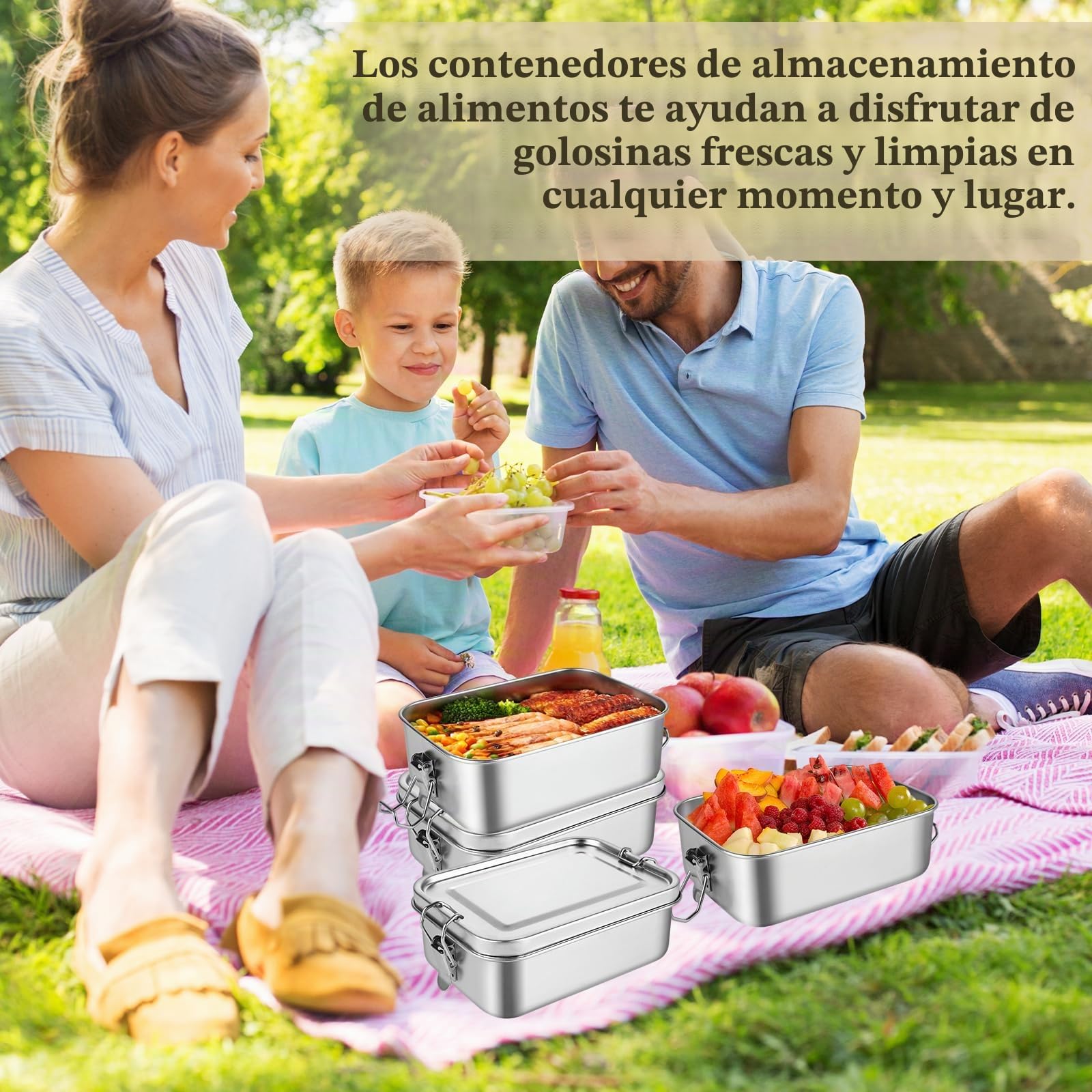 DAJAVE 4 piezas de fiambrera de acero inoxidable 850ml de acero inoxidable Bento Box, Bento Box para niños y adultos, a prueba de fugas y con anillo de sellado, recipientes para comida preparada