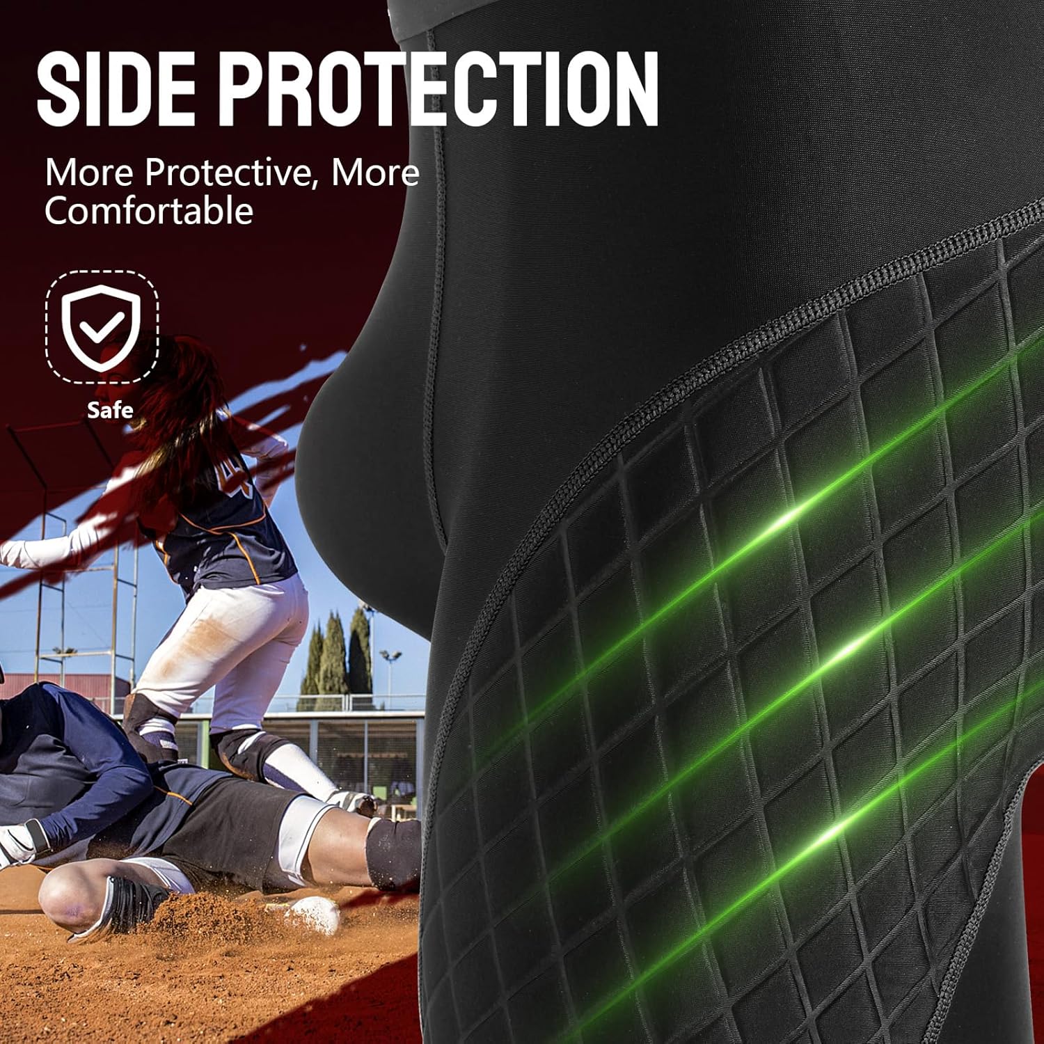 KOOPOW Youth Boys Padded Sliding Shorts with Cup Pocket, Compression Slider Underwear for Baseball Football, Lacrosse - Image 5