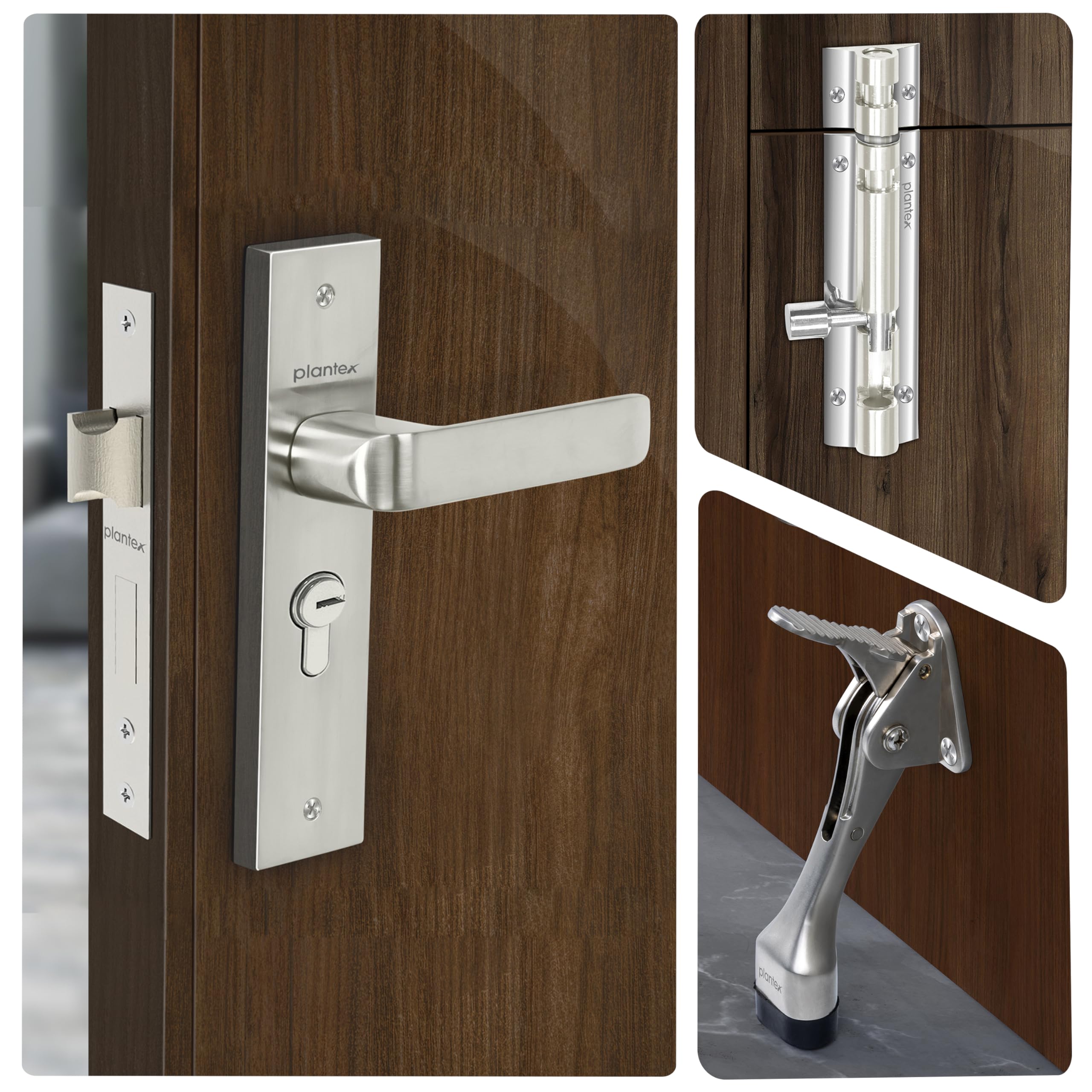 Plantex Heavy-Duty Door Lock Set - Main Door Lock Handle Set/ 6-Lever Lock Mechanism with 3 Years of Warranty/Mortise Lock with 3 Keys, Brass Lockbody & Cylinder(8110 - Matt) — Amazon image 13