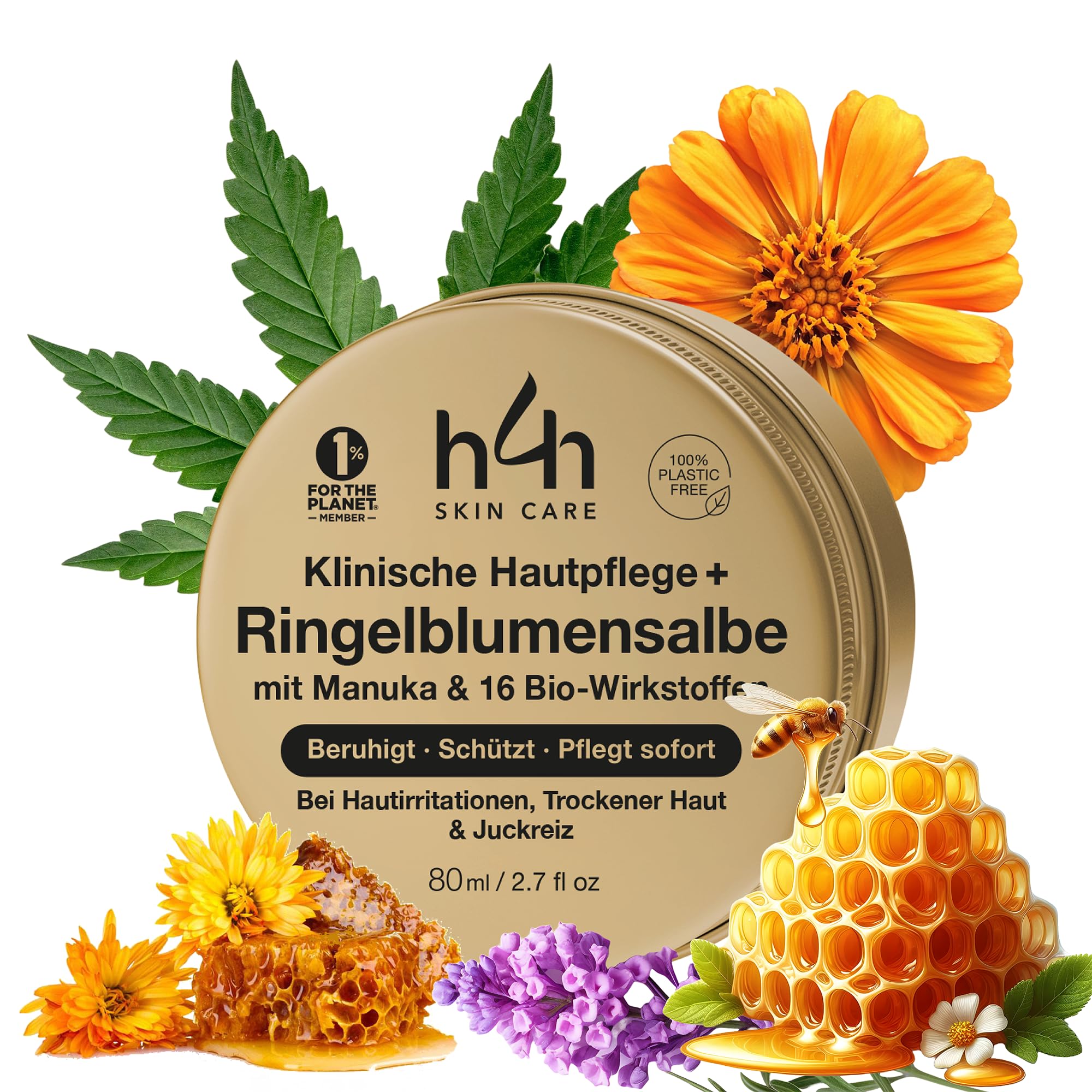 Bio Ringelblumensalbe Wundsalbe mit Manuka Honig & Propolis – Hochdosierte Calendula Creme für Neurodermitis, Ekzeme & Trockene Haut – | Regeneriert & Pflegt Ohne Kortison