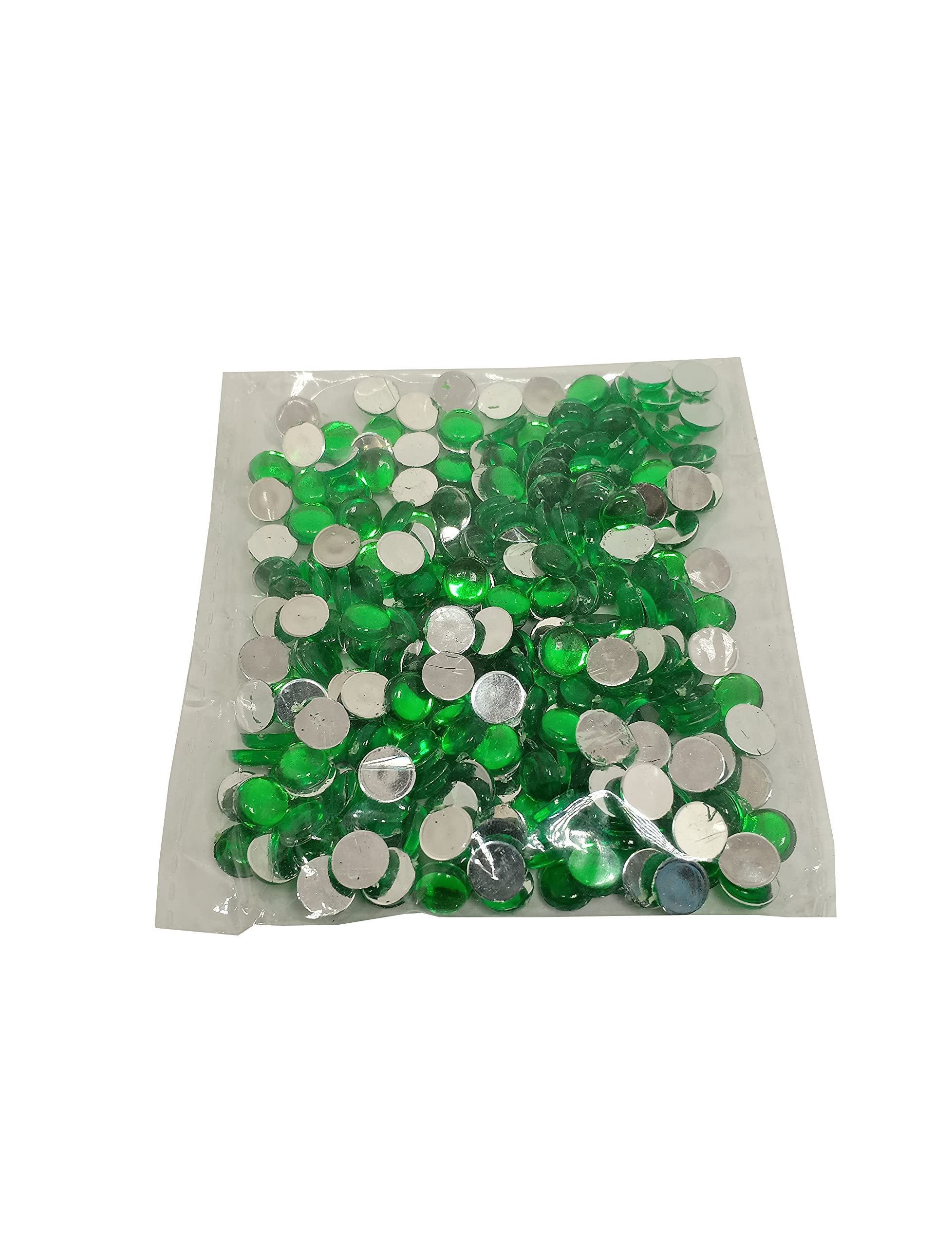 8mm Round Shape Kundan Stones- 25 Grams Packet, Around 275 to 290 Stones in Packet(Colour Optional) (Light Green)