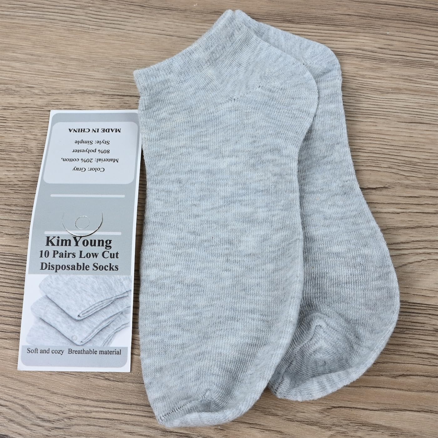 KimYoung 10 Pairs Disposable Low Cut Travel Socks for Men Women Gray