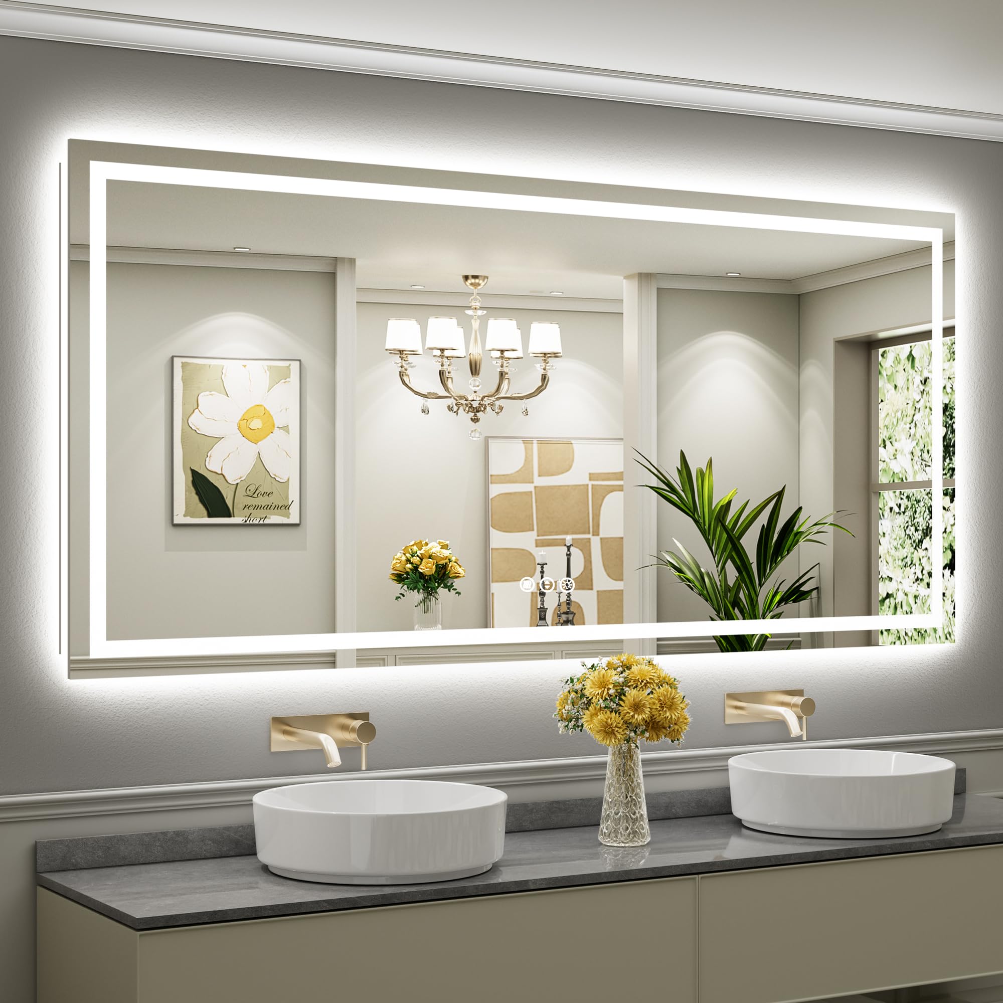 Photo 1 of Briivue 84x40 Inch LED Bathroom Mirror with Lights, Backlit & Front Lit