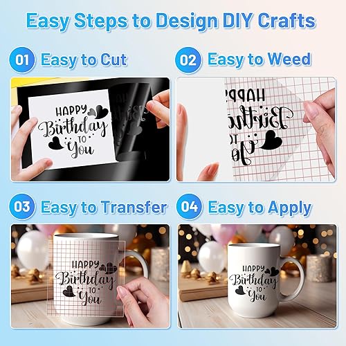 Miniatura 8 de JAVIGA Vinilo permanente negro para máquina de corte Cricut, vinilo negro de 12 pulgadas x 10 pies para decoración diaria de fiestas en el hogar,