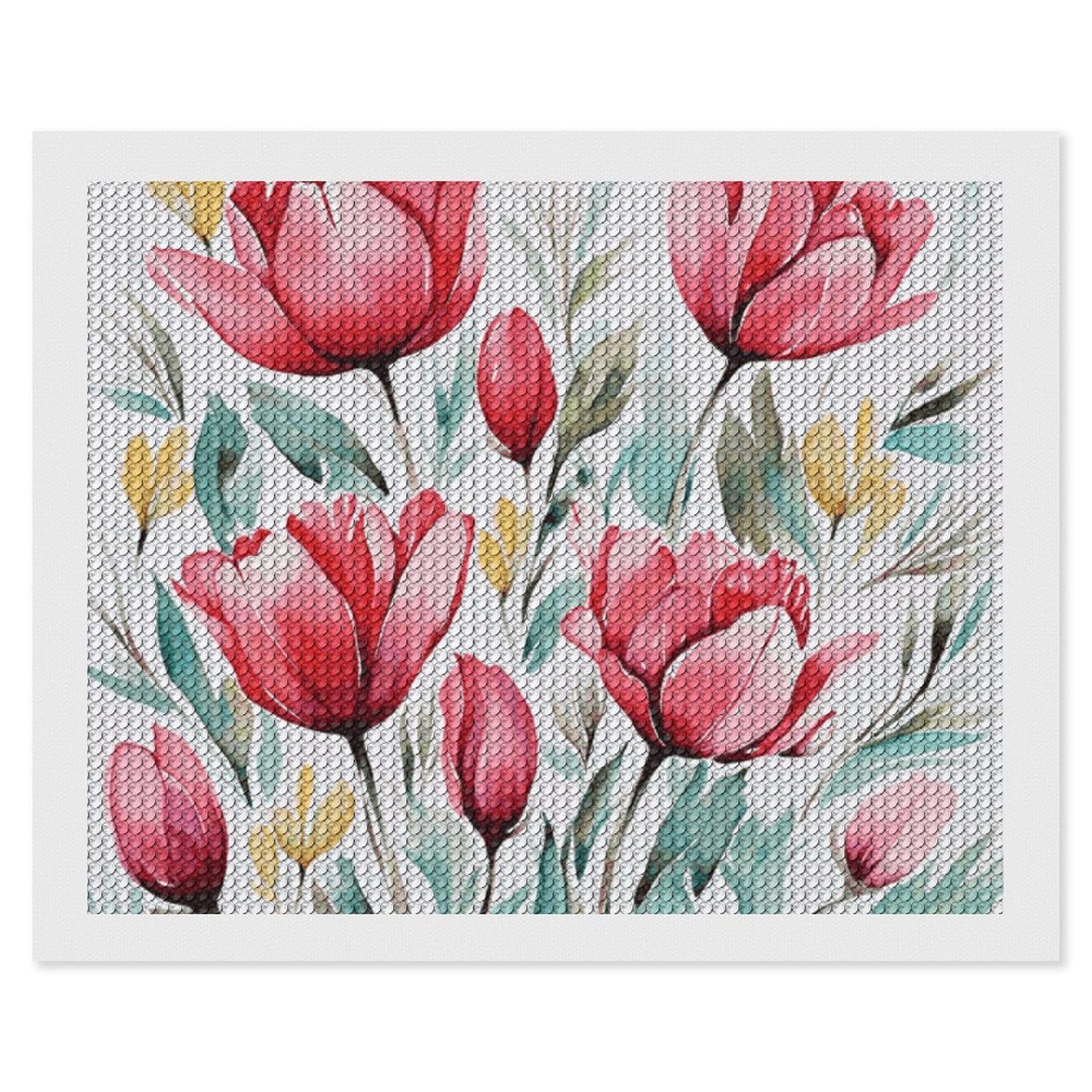 Flower Diamond Art Kits for Adults, DIY 5D Diamonds Painting Kits for Beginner, Round Full Drill Diamond Dots Painting, 16"x20" Diamonds Pictures Gem Art and Crafts Wall Decor