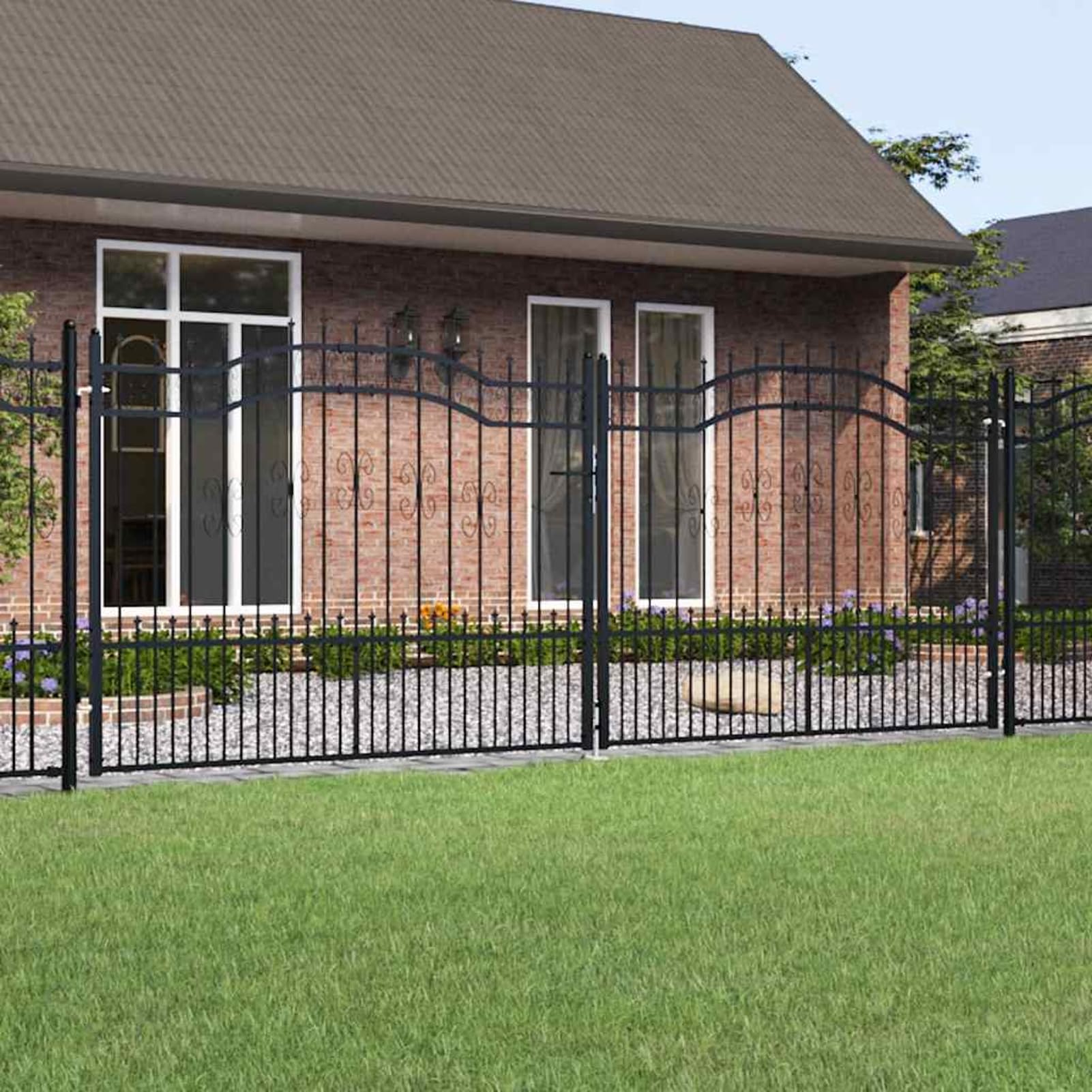 Tidyard Cancello per Recinzione in Acciaio Verniciato a Polvere, Design Sicurezza, Chiusura Rapida, Dimensioni 406x198 cm, per Giardino