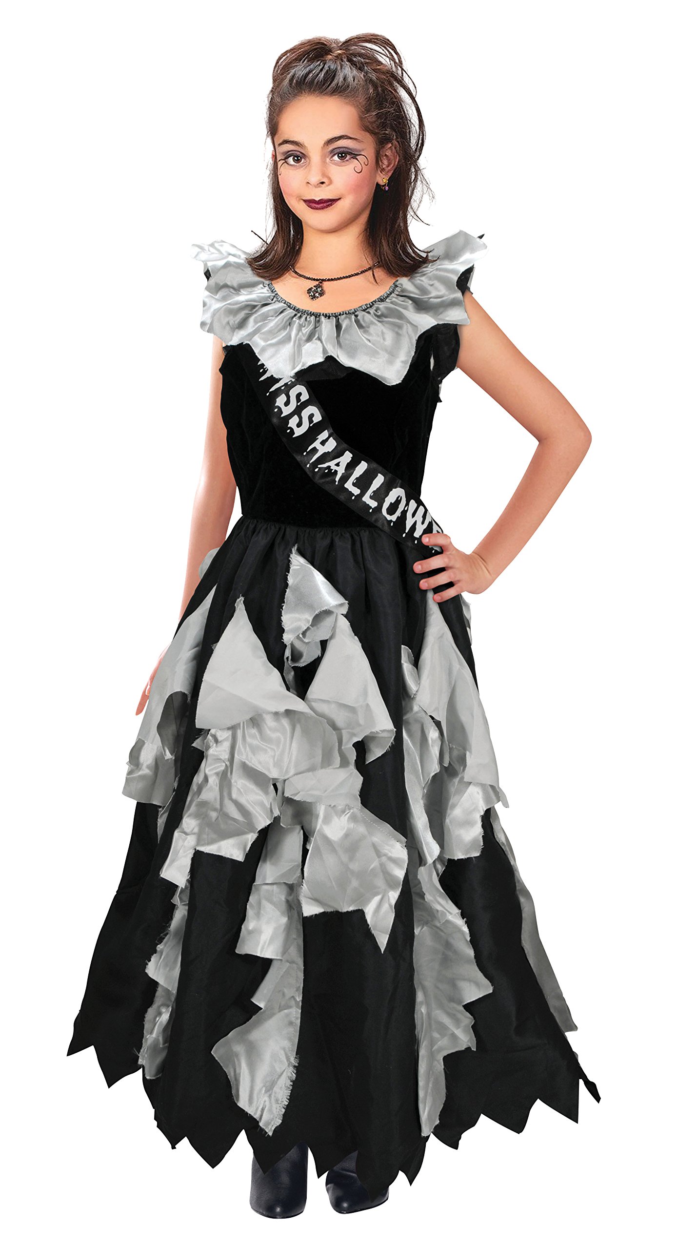 Bristol Novelty Cc180 Zombie Prom Queen Set Halloween Costume | For Kids | Black Accessory, Age 11-13 Years