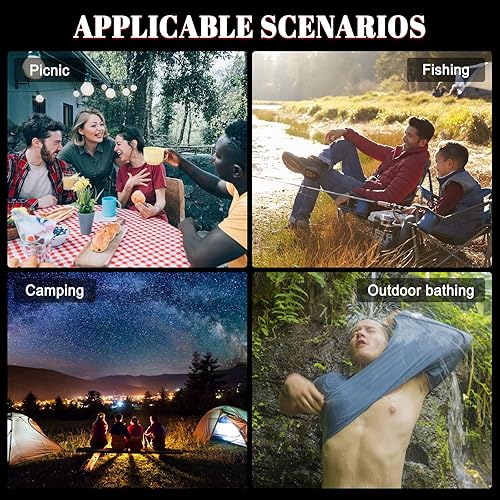 Miniatura 7 de WHHKLQS Paquete de 2 bolsas de ducha solares de 5 galones20 litros, bolsa de ducha portátil de camping con manguera extraíble y cabezal de ducha