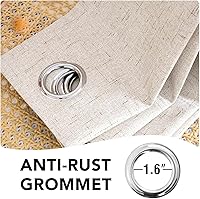 Vista 214 de H.VERSAILTEX Cortinas 100% opacas con aislamiento térmico, texturizadas, de lino, con bloqueo completo de calor y luz, para sala de estar y Negro