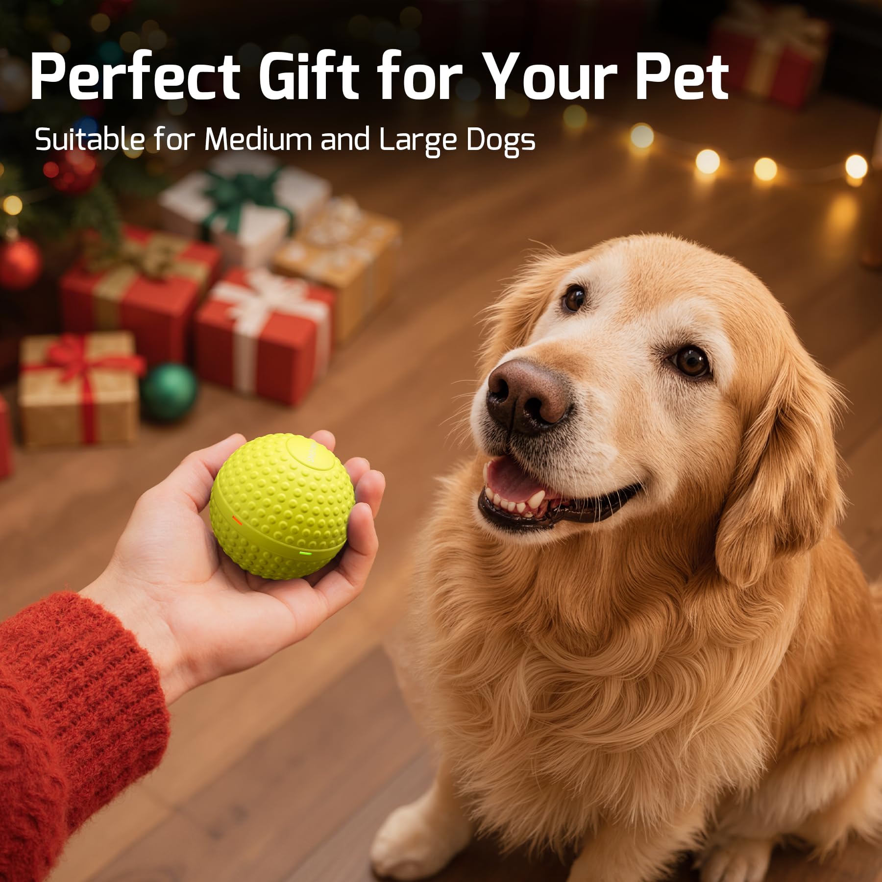 SNOYWEN Pelotas interactivas inteligentes resistentes a las mordidas, material de goma duradero de grado alimenticio, movimiento automático, rebote, juguete giratorio con luz para perros medianos y