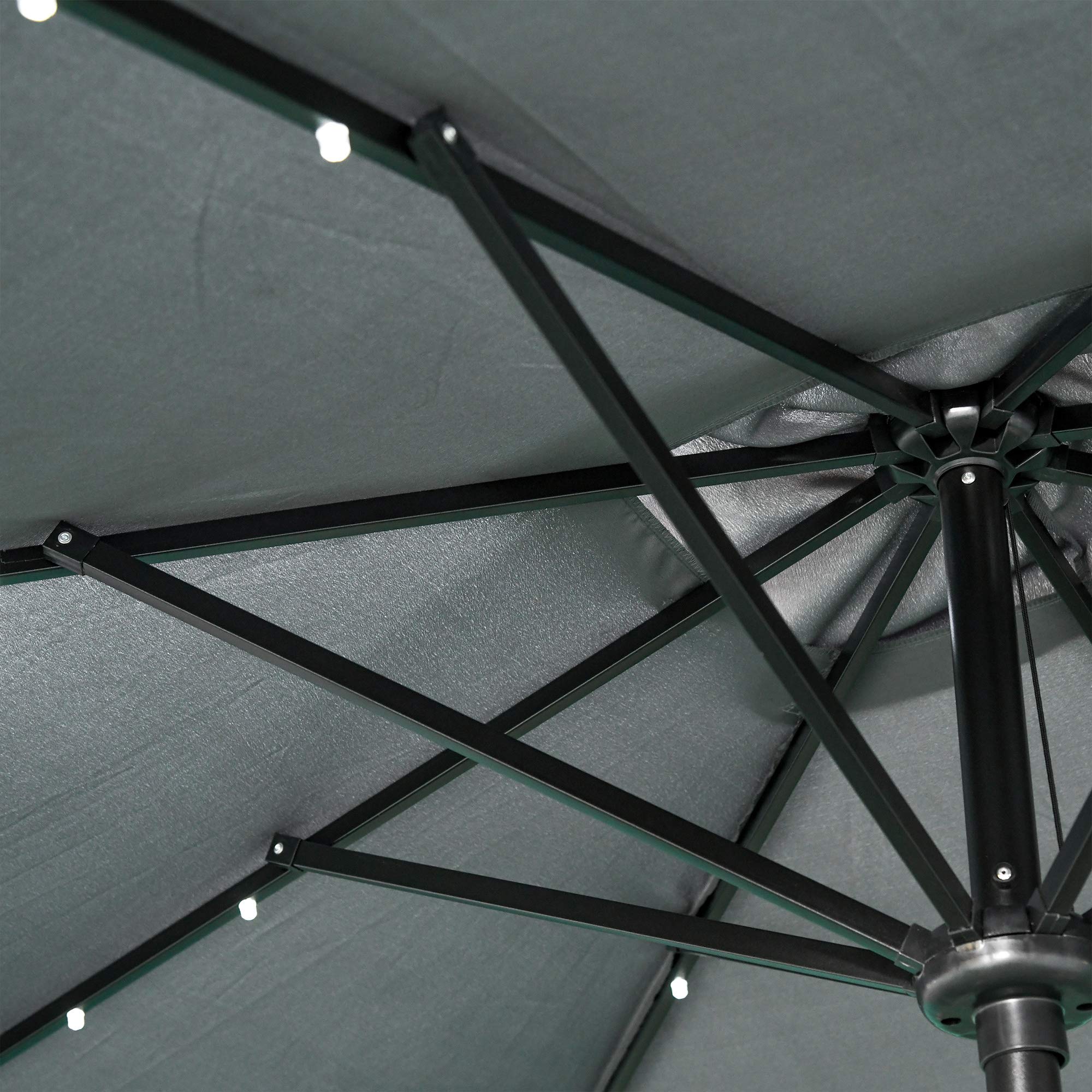 Outsunny Parasol de Jardin 3 x 2 m Lumineux Rectangulaire Inclinable Gris