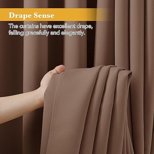 Miniatura 5 de RYB HOME Cortinas para ventana de dormitorio de 63 pulgadas de largo, cortinas privadas para oscurecer la habitación, cortinas con aislamiento