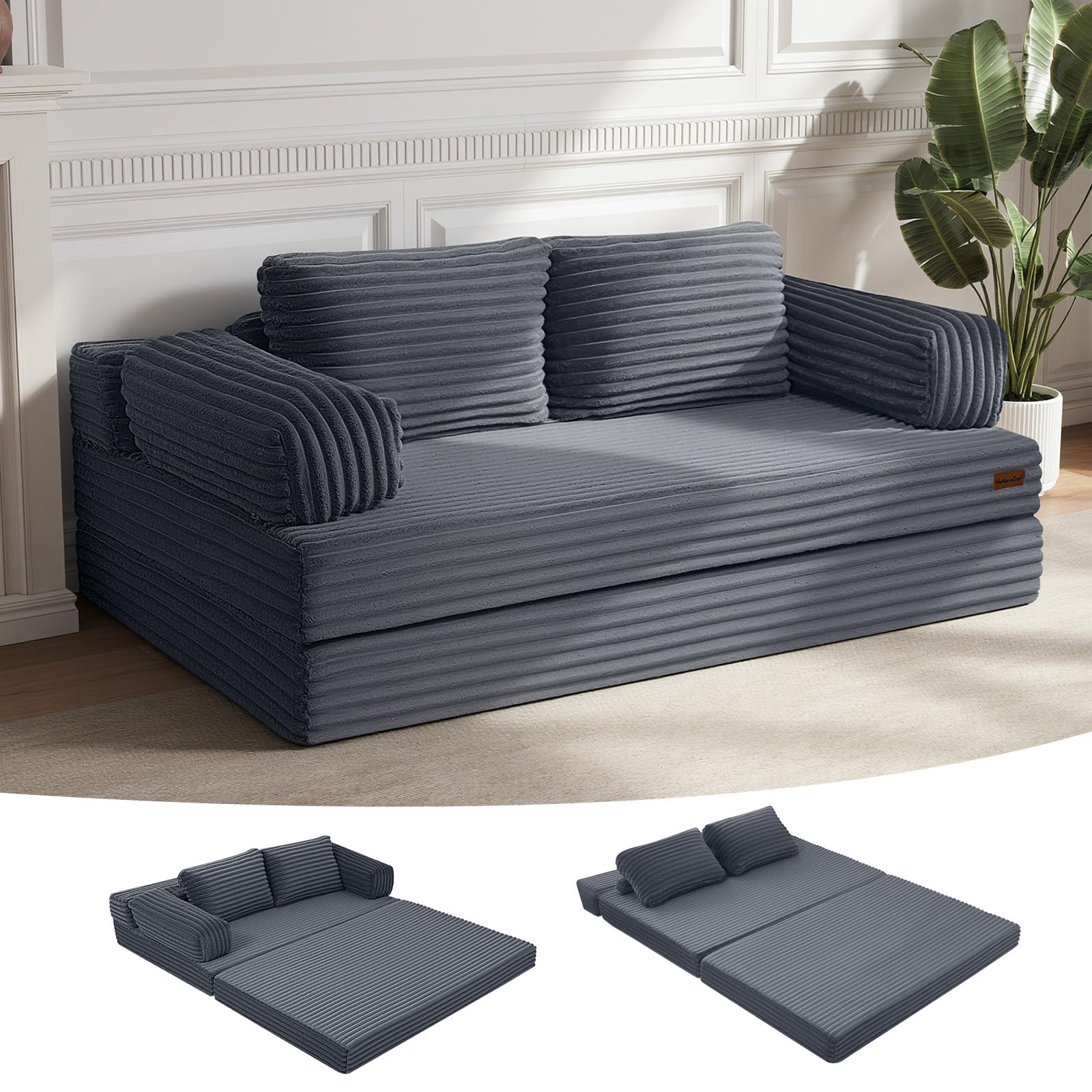 Colchón plegable con almohadas estilo sofá cama de pana 1