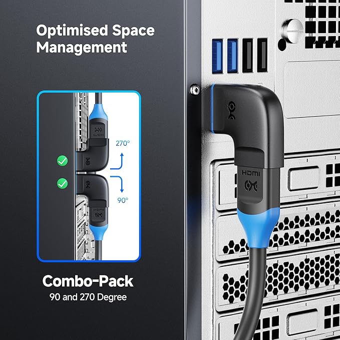 Cable Matters Adaptador HDMI Plano 2 en 1 8K 48Gbps 90° y 270° Negro miniatura 2