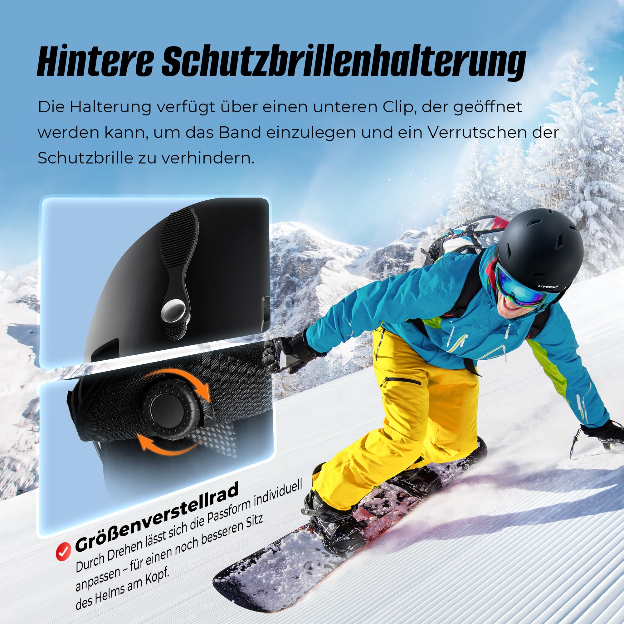 LUMDEER Kyro Leicht & Sicher Skihelm mit Visier Klappbar für Herren Damen | UV 400 Schutz, Klare Sicht, Warmes Innenfutter, Effizientes Belüftungssystem, ASTM & CE, Snowboardhelm Erwachsene mit Brille