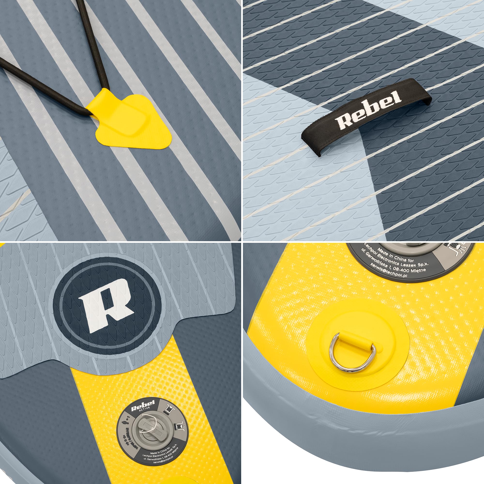 Rebel Electro Brett SUP Schwimmpumpe Drop-Stitch 244 cm Set Paddel Pumpe Rucksack RBA-4511