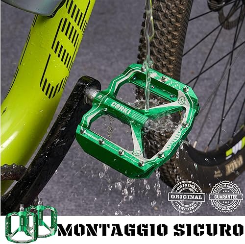 Miniatura 5 de corki Pedales de bicicleta de montaña extra grandes planos, pedales MTB, pedales de plataforma ancha de 916 pulgadas (negro, rojo, morado, 1 par)