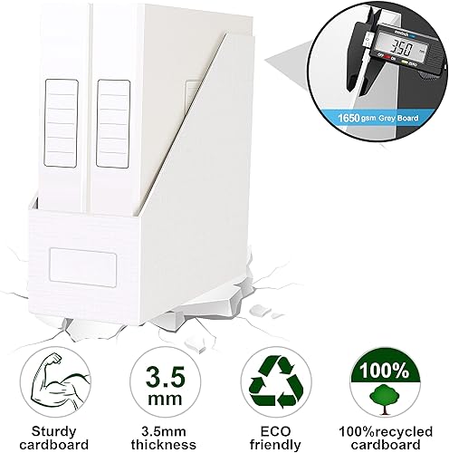 Miniatura 4 de JiaWei Soportes para archivos de revista, 3 paquetes de estante de cartón resistente, organizador de oficina, almacenamiento de escritorio,