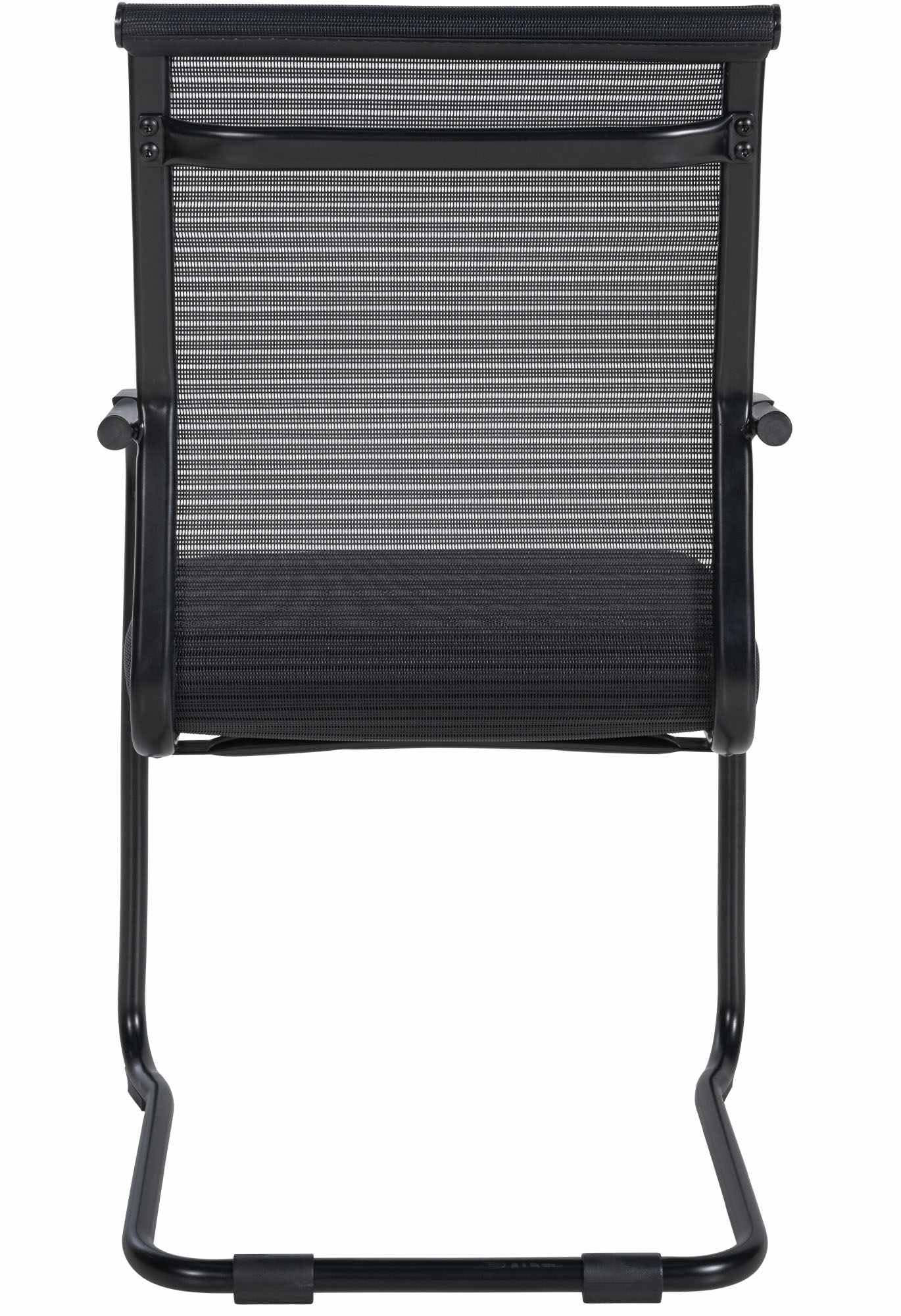 CLP Lot de 2 chaises Visiteur Denny avec Rembourrage et résille I Piétement Luge avec Structure métallique et accoudoirs, Couleur:Noir