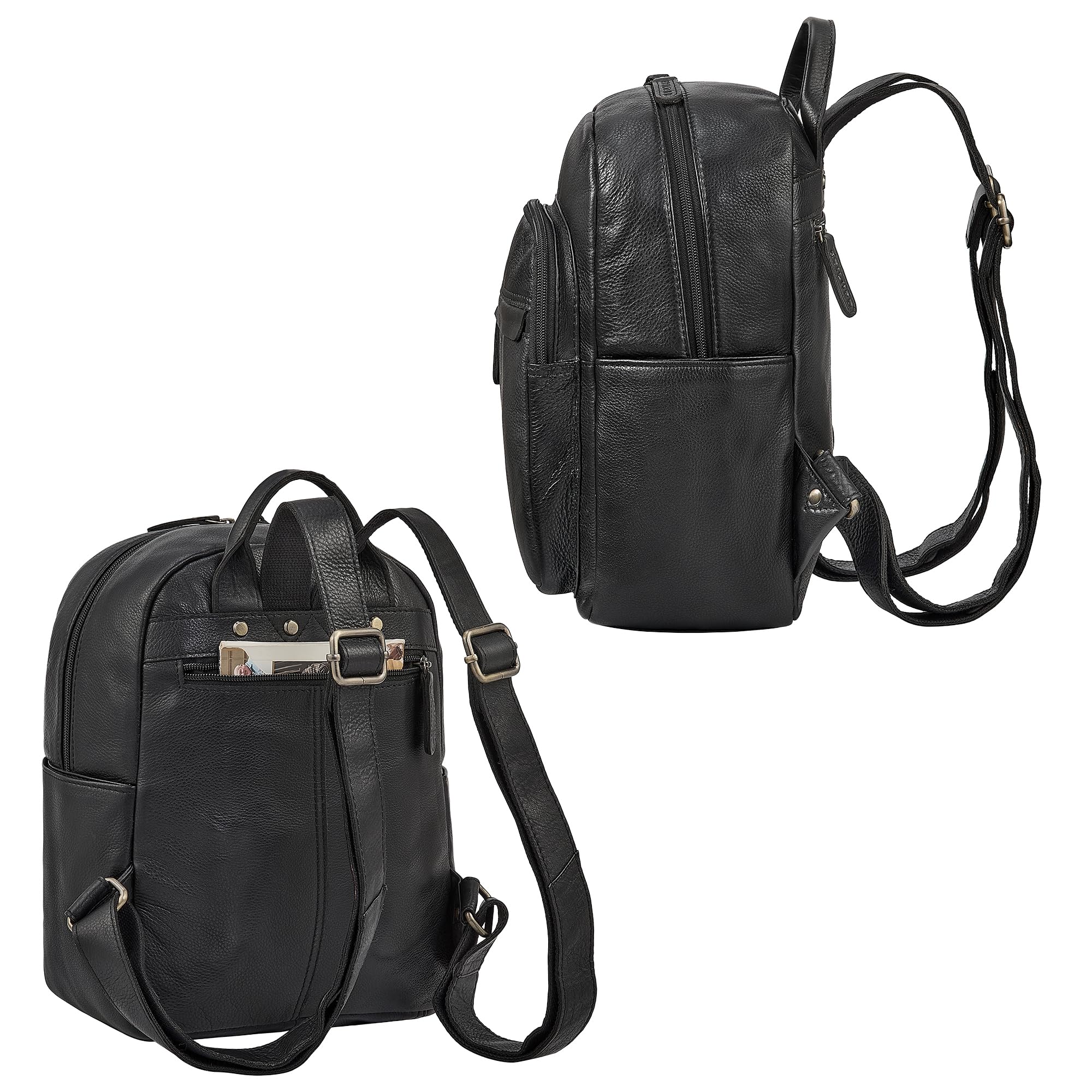 STILORD "Dolores Zaino Donna Pelle Piccolo 13 Pollici – Zainetto Elegante Vera Pelle Vintage Daypack Zaino Antifurto Cuoio Autentico per Viaggio e Quotidiano Colore:nero