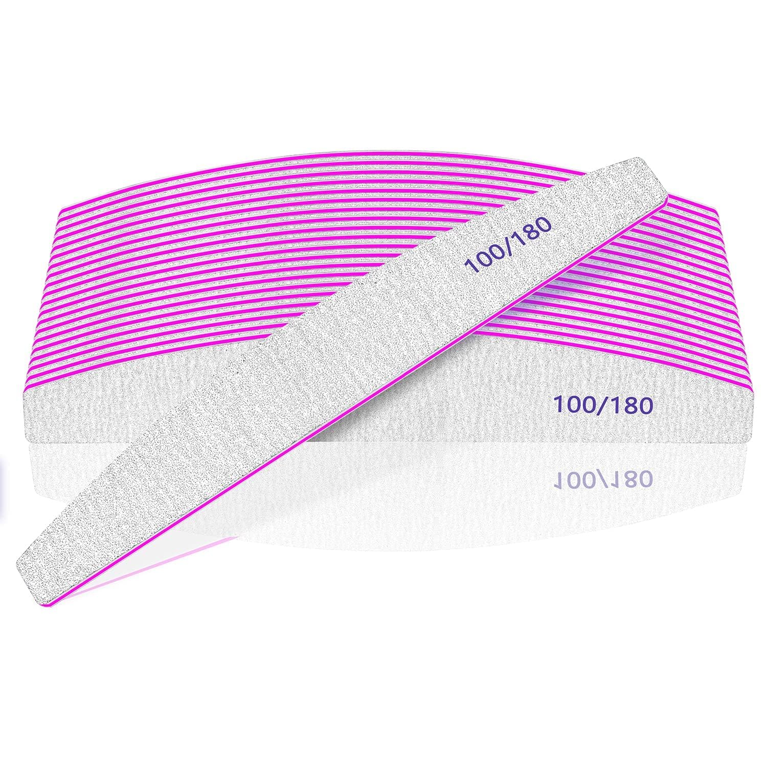 NAILWIND Nail Files & Buffers, Reusable 100/180 Grit Double Sides Washable Nail File Manicure Tools for Poly Nail Extension Gel and Acrylic Nails Tools for Home (Moon 100/180 for false nails, 3 - PCS)-image-31