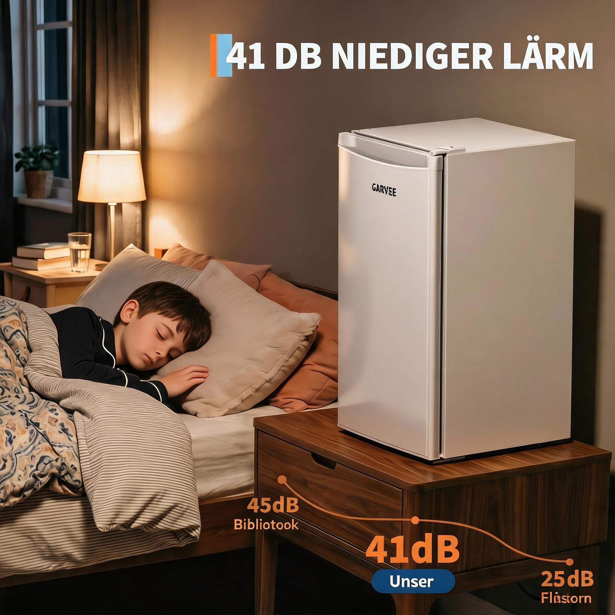 45L Mini Kühlschrank, Kompakter Getränkekühlschr(0-18℃), Leise 41 DB