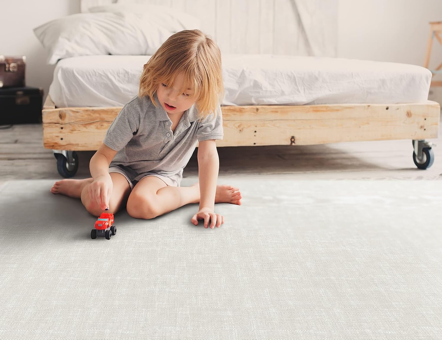 Parklon Premium Soft Play Mat - Urban Object + Fabric Grey - Made in Korea - Non-Toxic Soft Floor Mats, Water Resistant, for Playrooms, Kids Rooms & Family Spaces, Reversible - 75"x51"