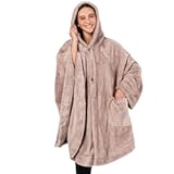 Angel Wrap Hooded Blanket Poncho&comma; Wearable Blanket Throw Wrap Poncho for Women Adult&comma; Cozy Fluffy Sherpa Shawl Cape