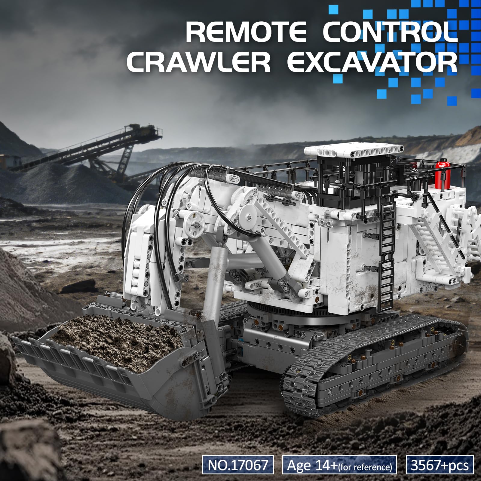 Mould King 17067 MOC Technik Ferngesteuerter Bagger für Libo R 9800 Raupenbagger, Technologie-LKW-Modell Bausatz mit Klemmbausteinen, Spielzeug für Erwachsene mit 8 Motoren (über 3567 Teile)