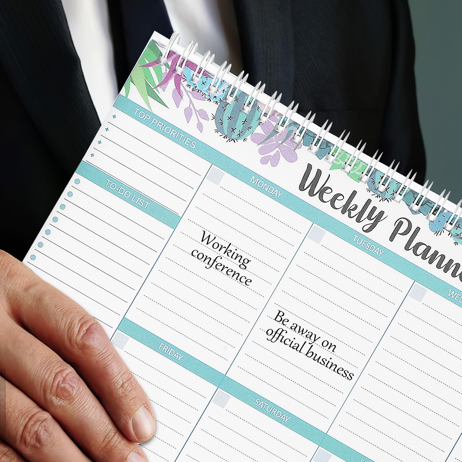 DOITOOL 4 Pezzi Planner Settimanale Scrivania con Rilegatura Spirale Blocco Note Organizzatore Settimanale per Studenti Insegnanti e Ufficio Carta Selezionata Resistente Design Elegante