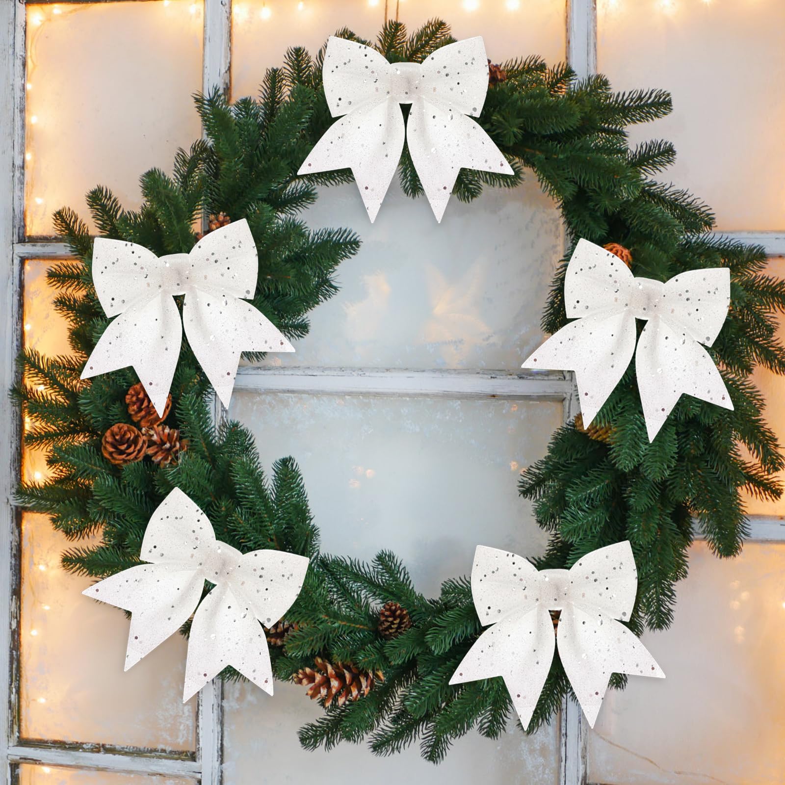 Nœuds Argentés Pour Sapin De Noël - Grand Nœud Pour Décoration De