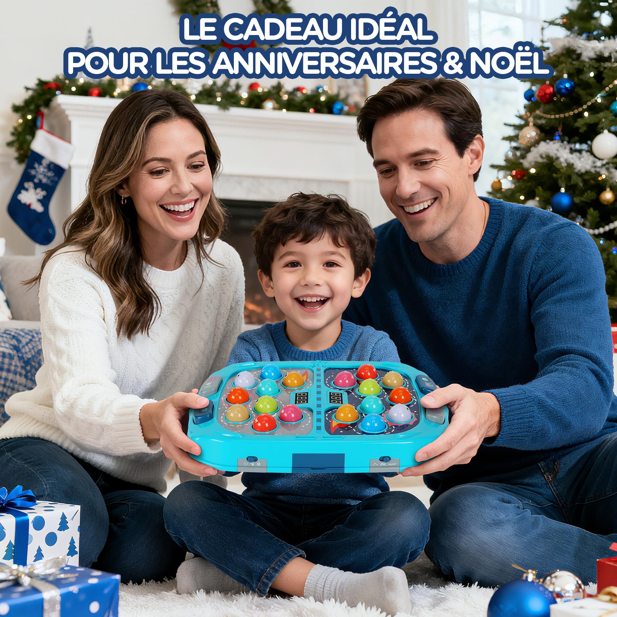 Whack-a-Mole Game for Kids, Jeu de Taupe à Taper avec 18 Cibles Lumineuses, 2 Maillets, 3 Modes de Jeu, 9 Niveaux, Lumières et Sons, Jouet Interactif pour Enfants dès 3 Ans