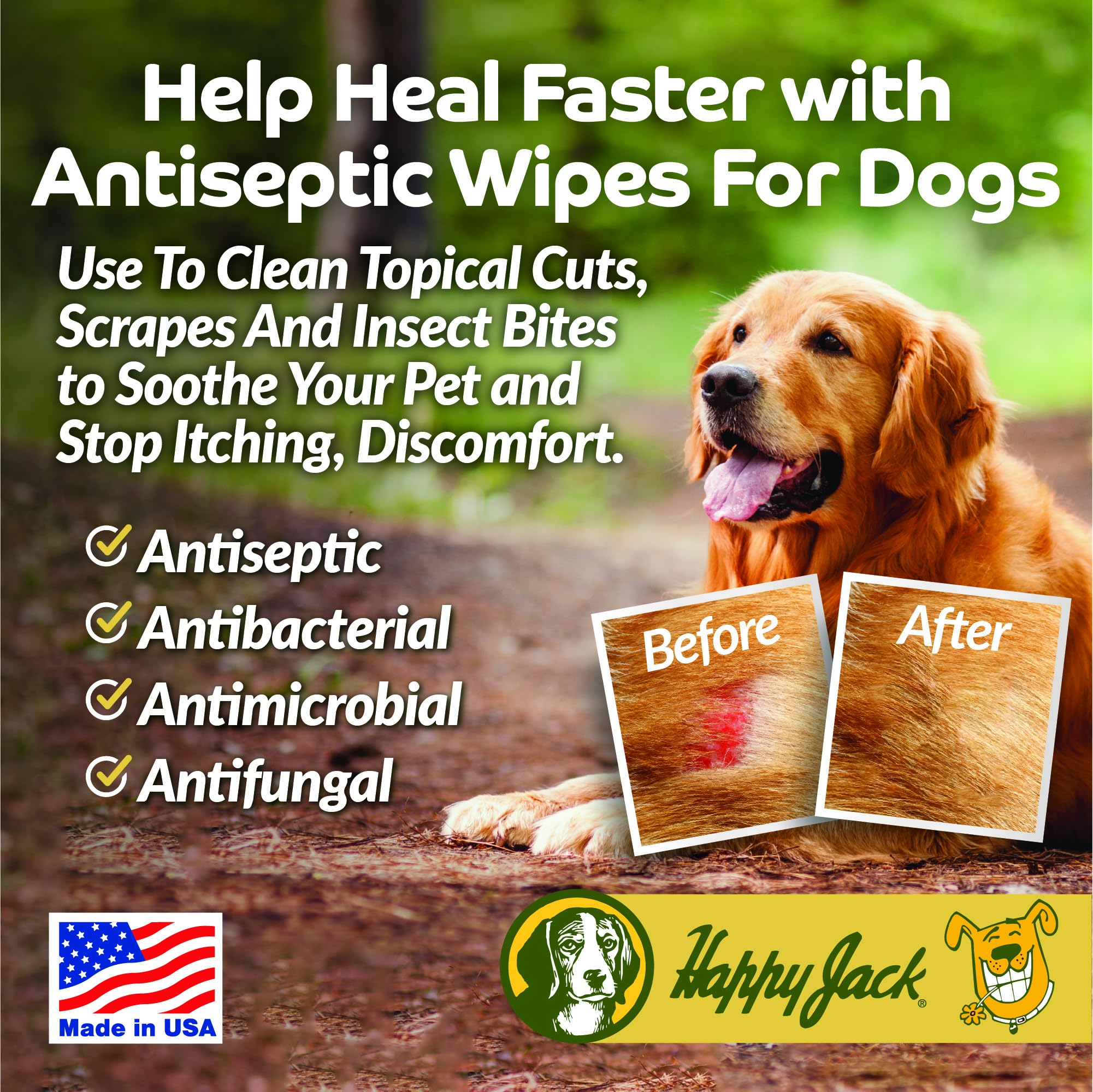 HAPPY JACK KetoHexidine Pet Wipes, Chlorhexidine Pads for Dogs & Cats with Ketoconazole, Cat Wipes for Acne, Wrinkles, Paws, Itchy Skin, 50 Ct - image 6