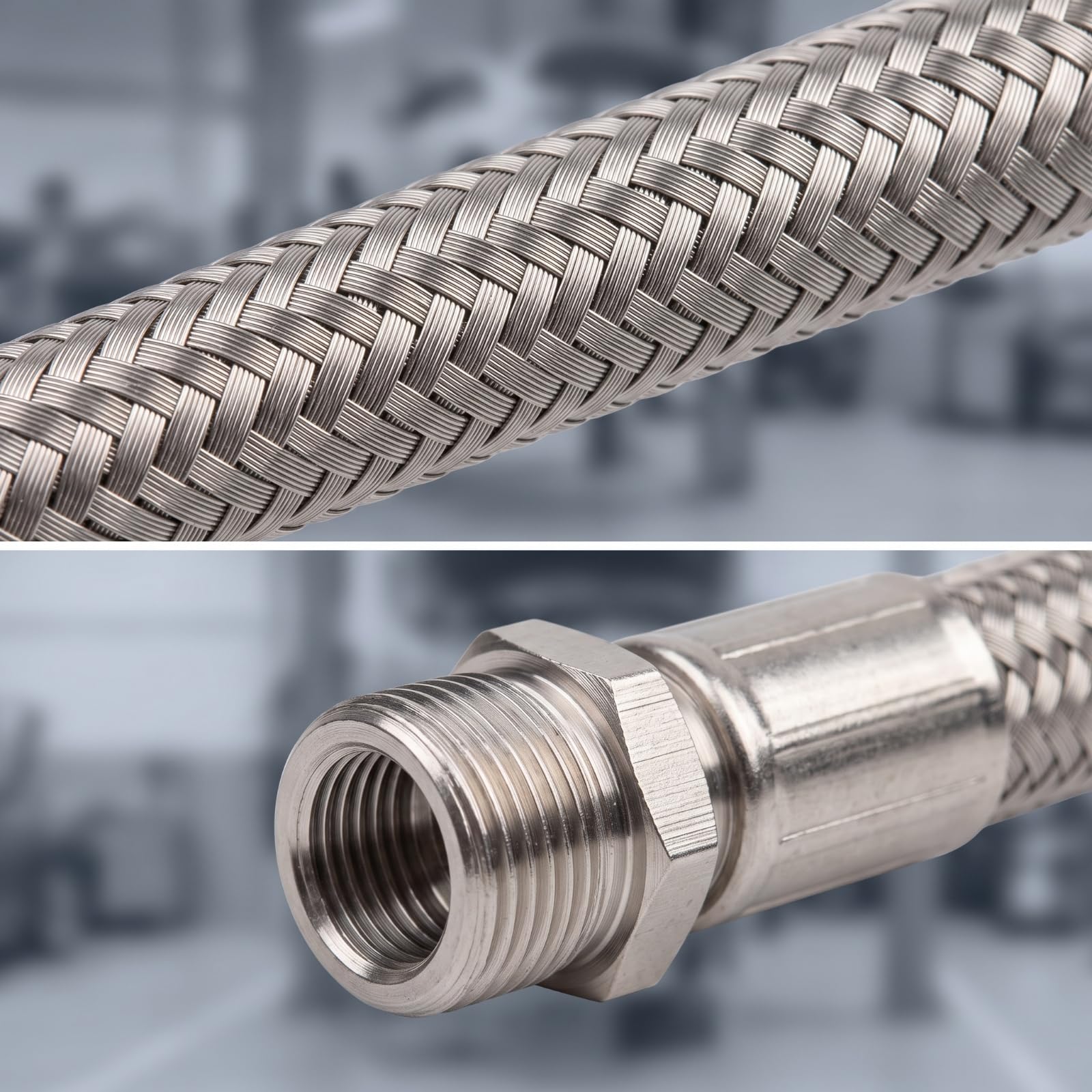 rockible Reifenventil Verlängerung Reifenluftschlauch Ventilverlängerung Luftventil Adapter Set Edelstahl Geflochten Flexibel mit Halterung für LKW Reisemobil Anhänger Zwillingrad Wartung