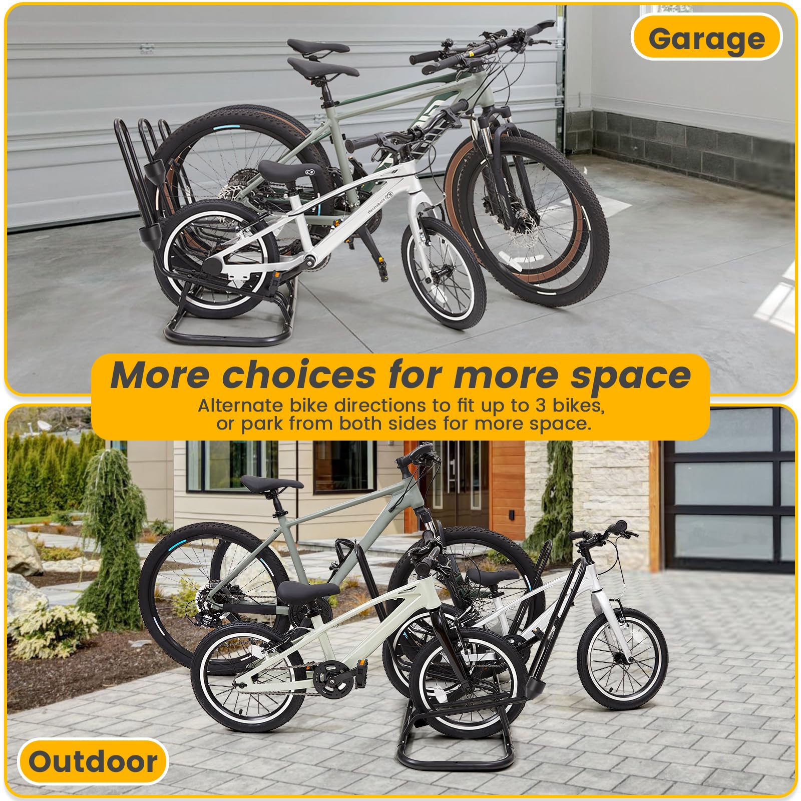 Fahrradständer, 3 Fahrradträger ohne Treffer auf Scheibenbremse und Umwerfer, wasserdichter Fahrradträger für Garage, drinnen, draußen, Fahrradständer 