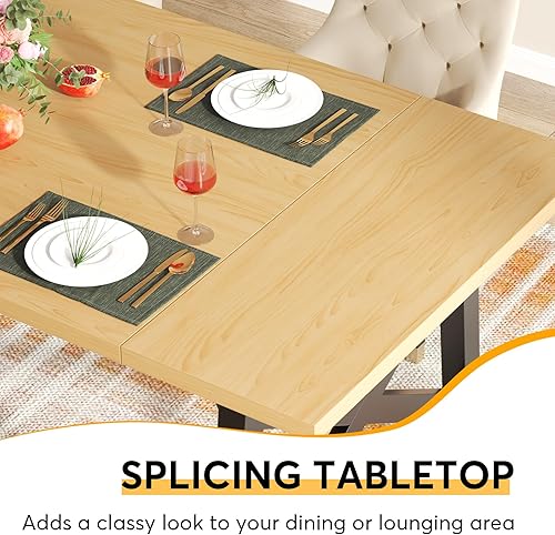 Miniatura 5 de Tribesigns Mesa de comedor de 63 pulgadas para 4 a 6 personas, mesa rectangular de madera para cocina, mesa de comedor moderna, muebles para el