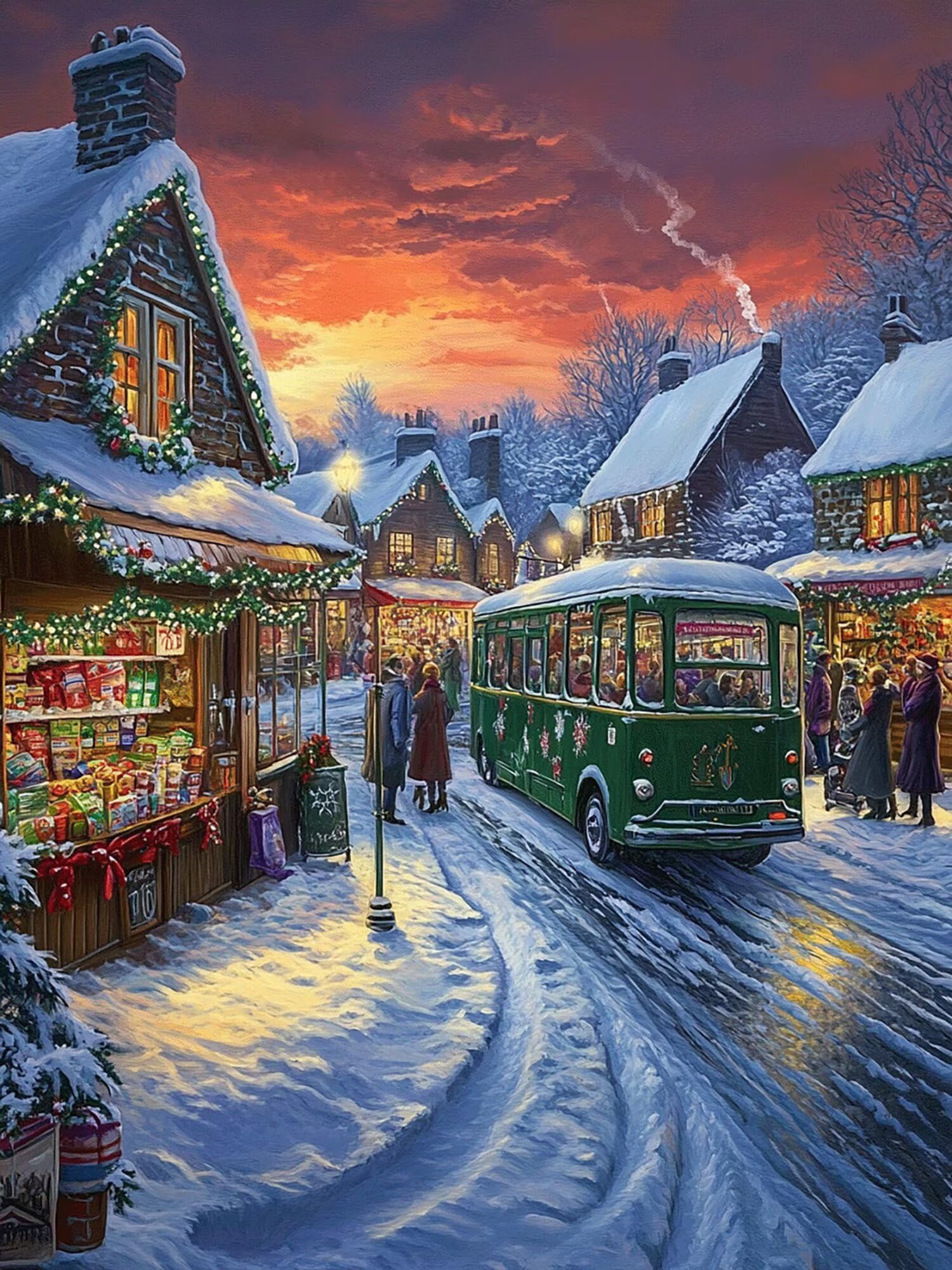 Diamond Painting Erwachsene Winter 5D Diamond Painting Landschaft Muster DIY Set Erwachsene Anfänger Vollbohrer Diamanten Malerei Stickerei Bastelset für Zimmer Wand Deko Schlafzimmer 60x90cm,Model641